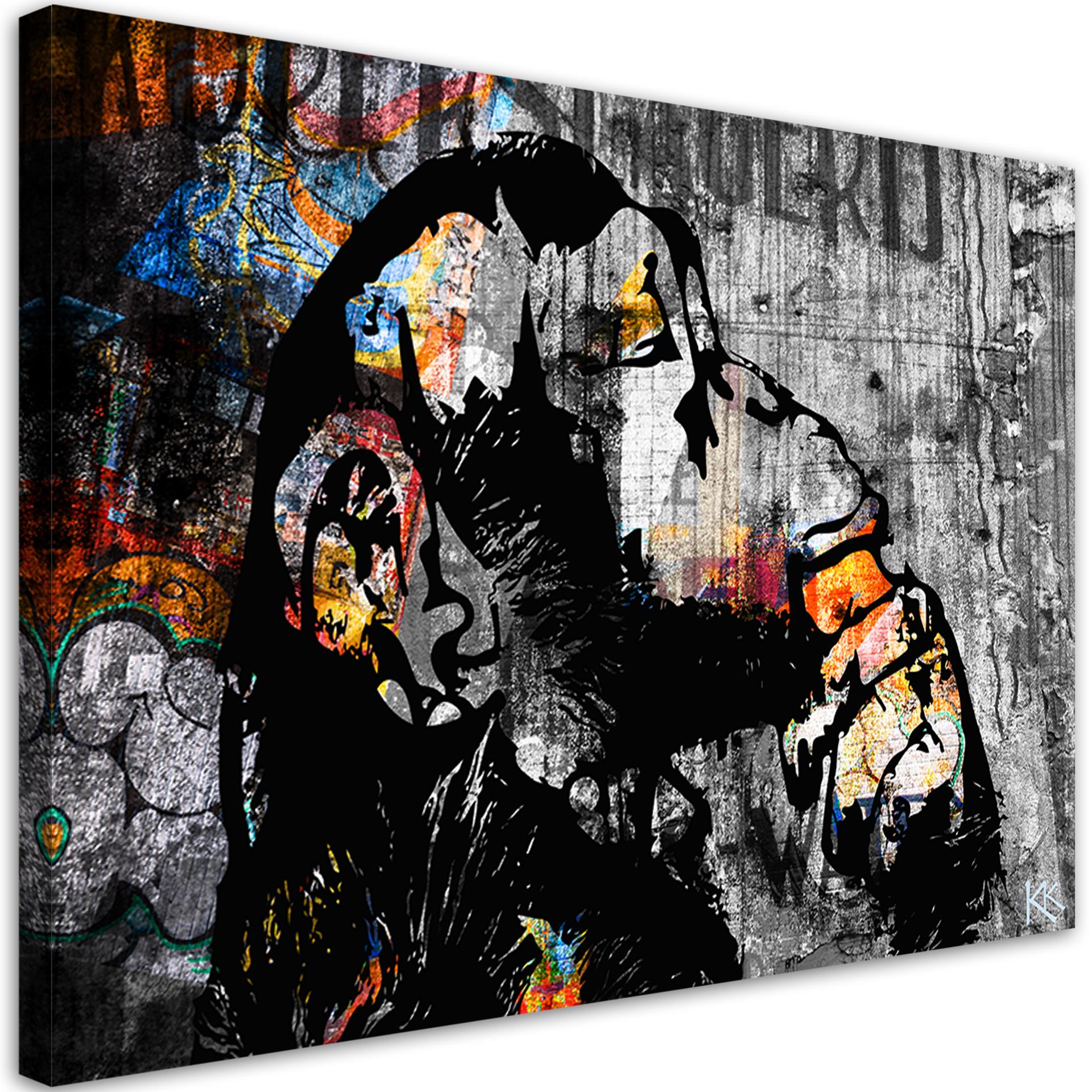 Canvasbillede, Street art Banksy abe abstrakt