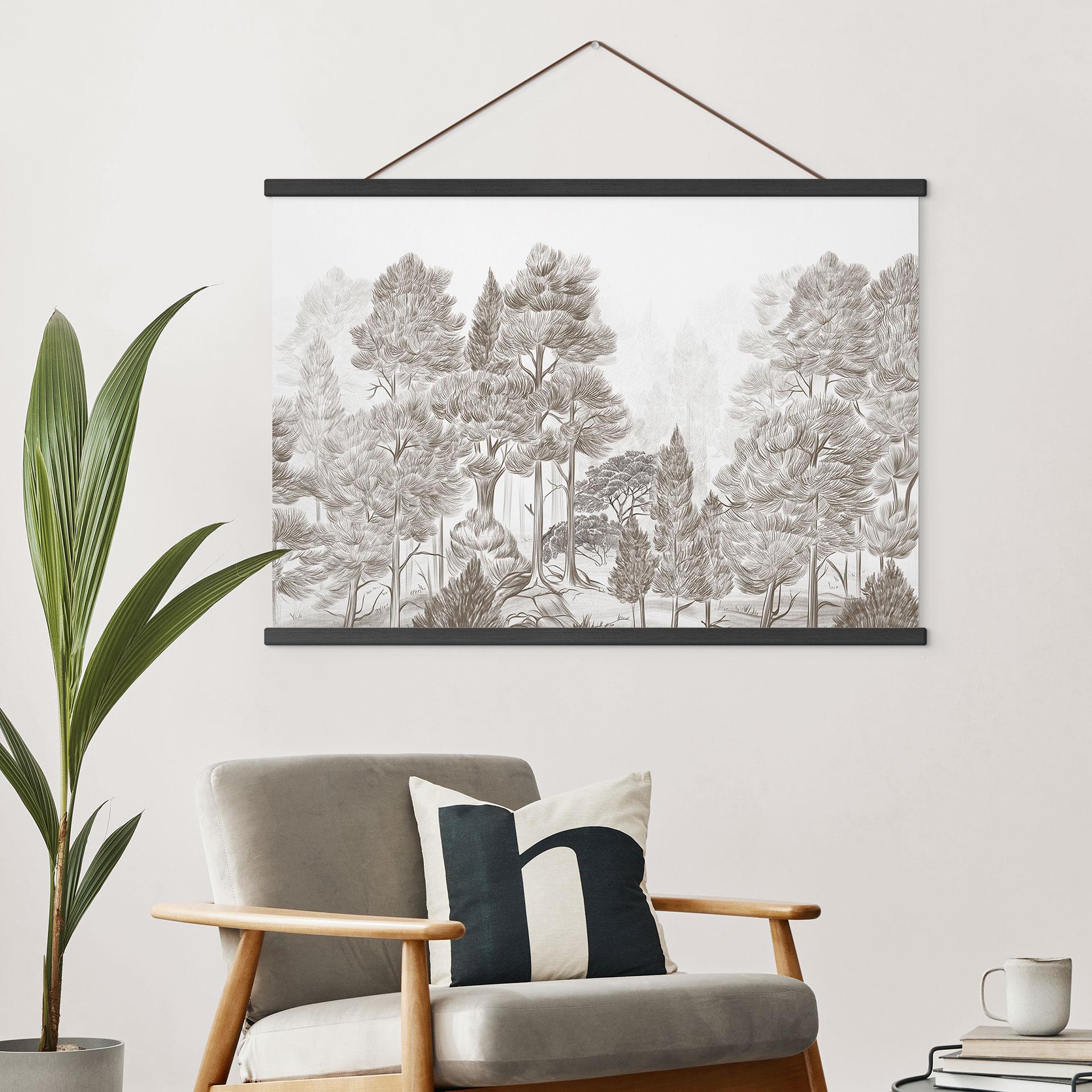 Stoffbild Wald mit Waldlandschaft in Beige - Ms Tiff