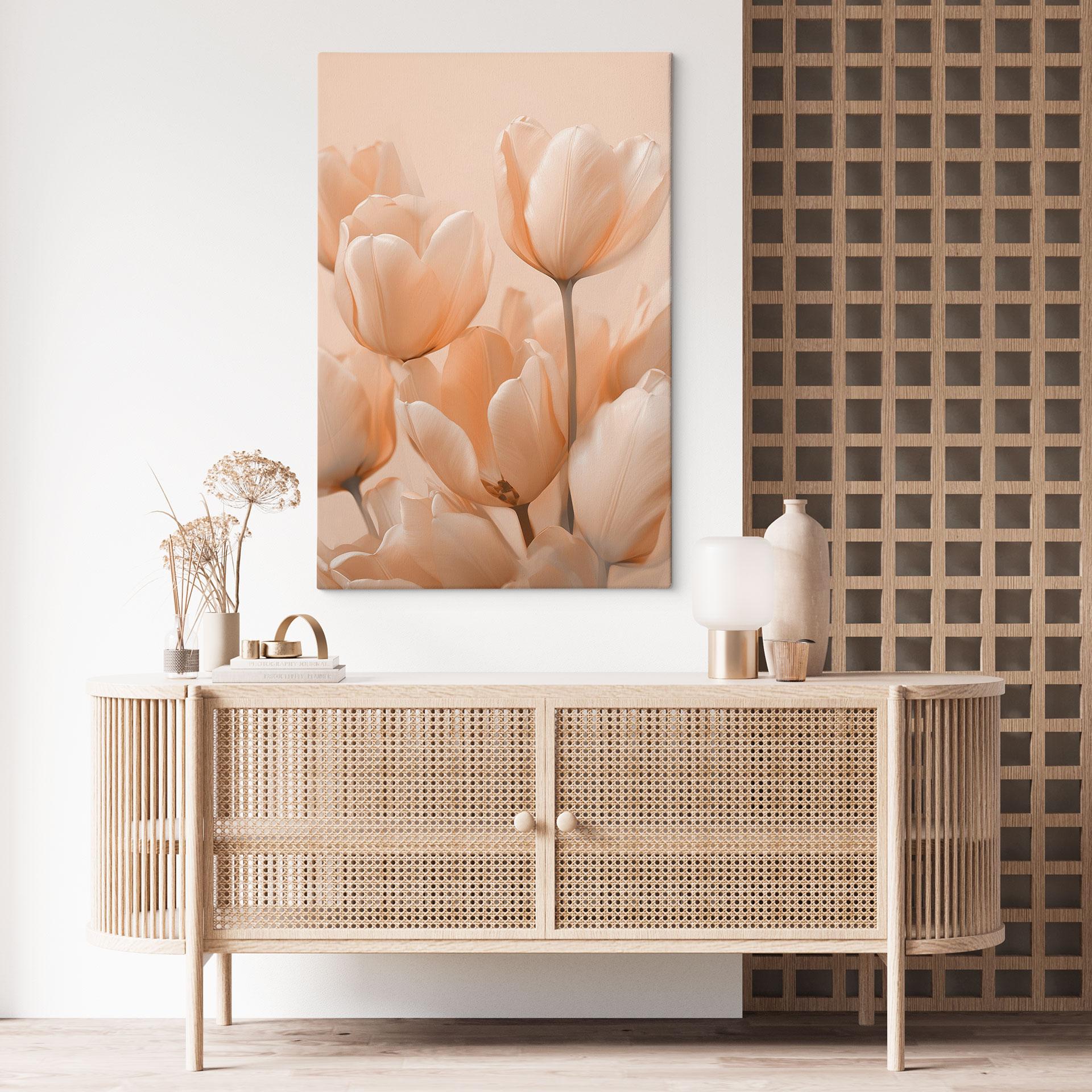 Lærredsprint - Ferskenfarvede tulipaner - Treechild