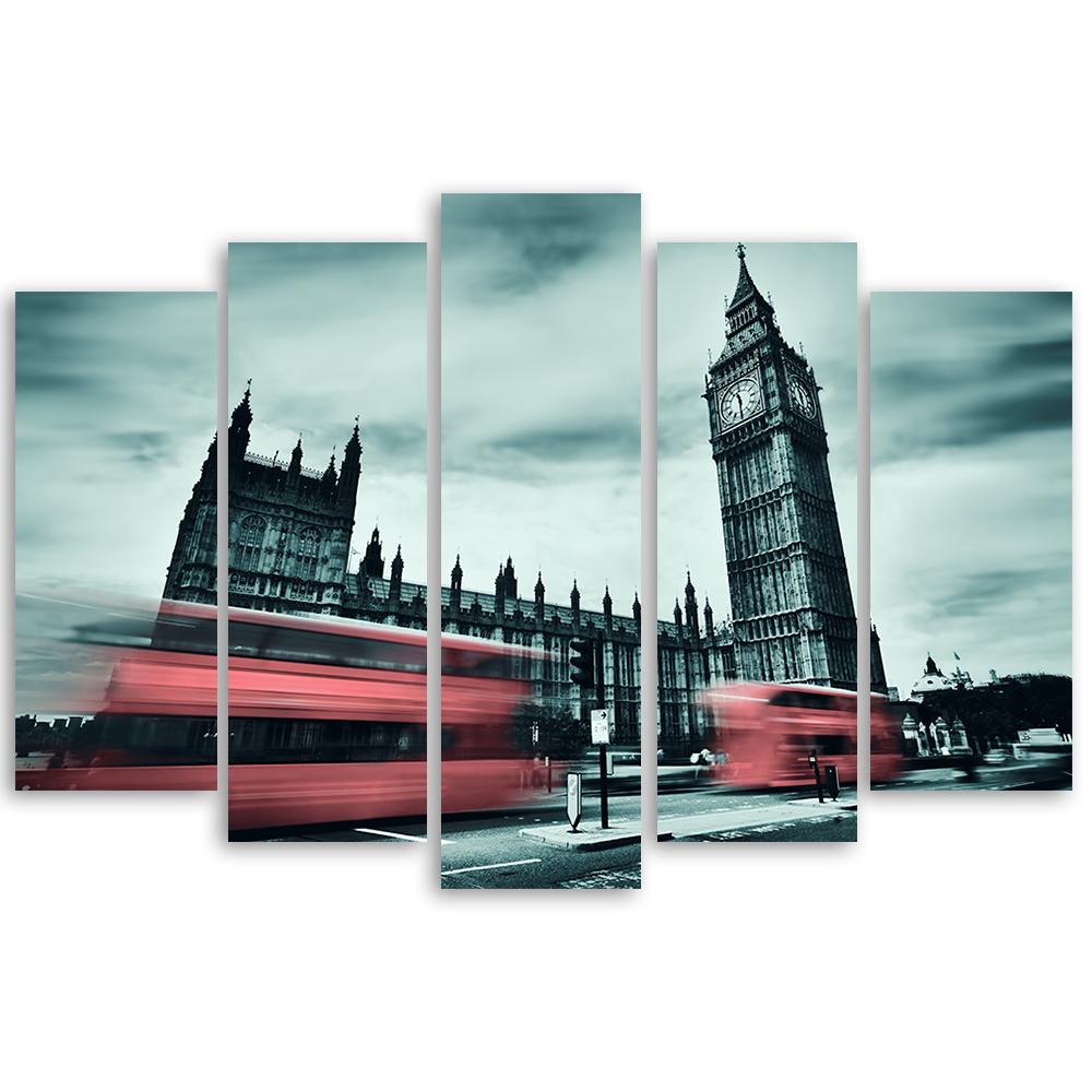 5 stykke lærredstryk, London Bus Big Ben