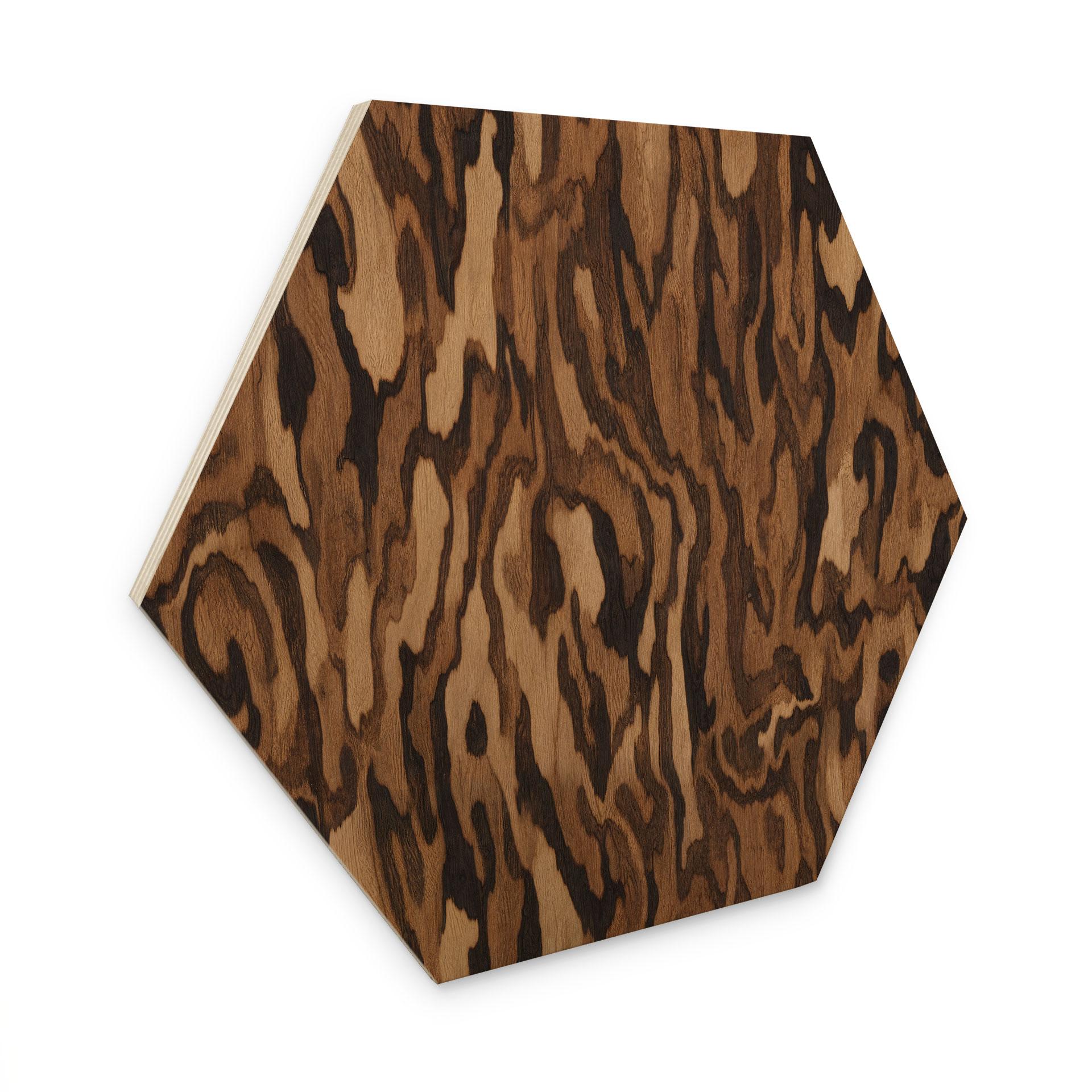 Esagono Insegna in Legno Ettore Walnut - Venatura del Legno Astratta - Sir Edward x Grigory Gladarev