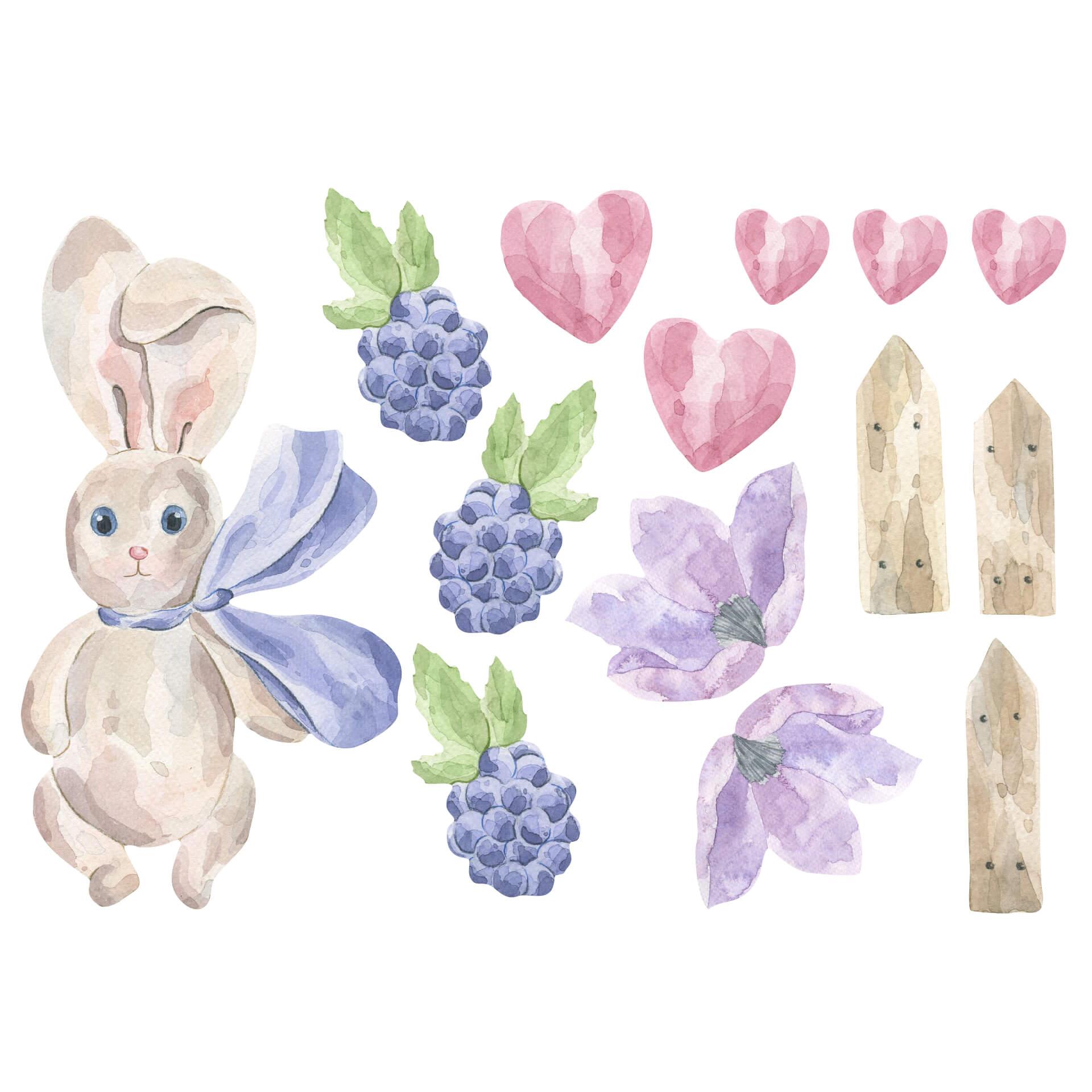 Wandtattoo Häschen Watercolour Set