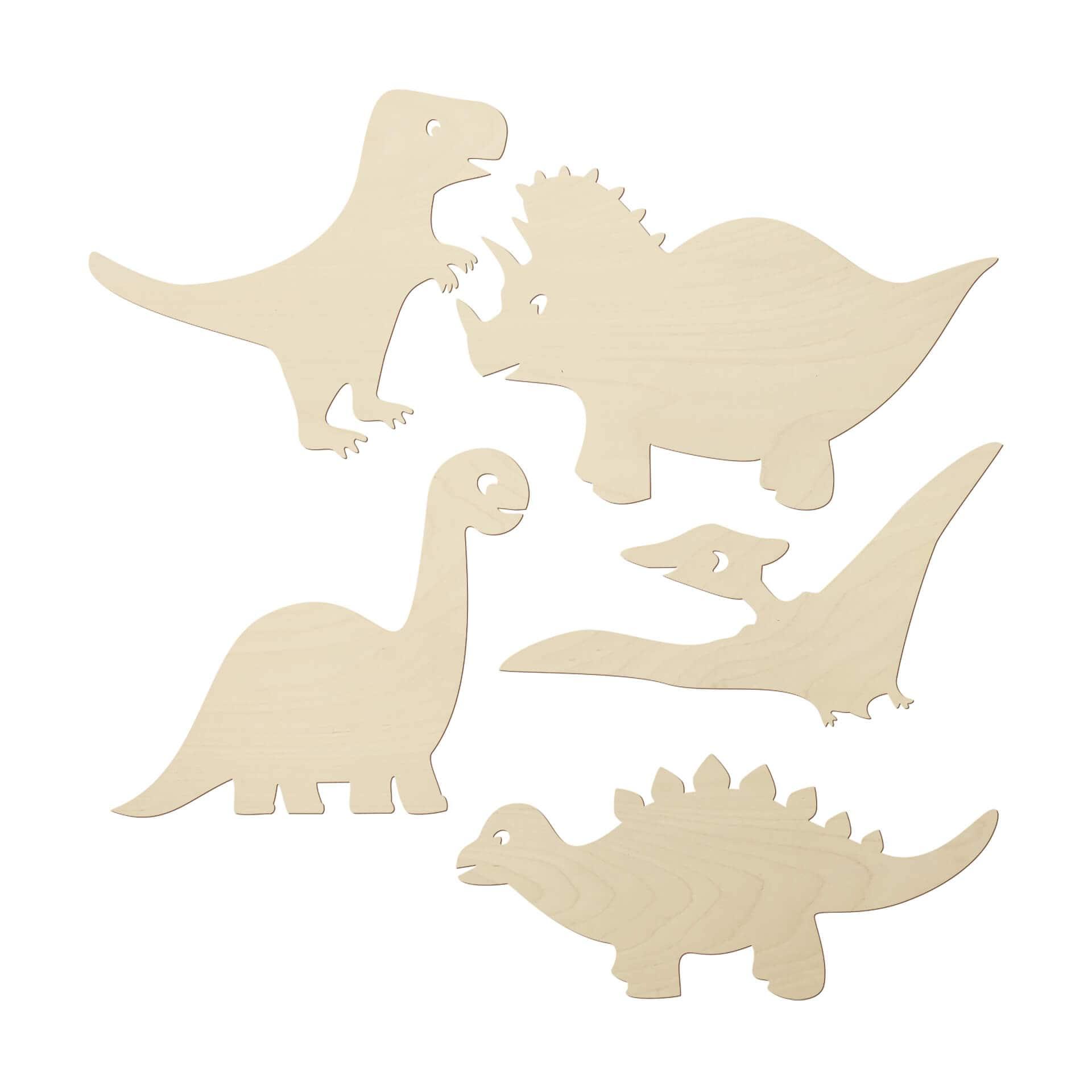 Houten Dino Set Populierenhout (5-delig)