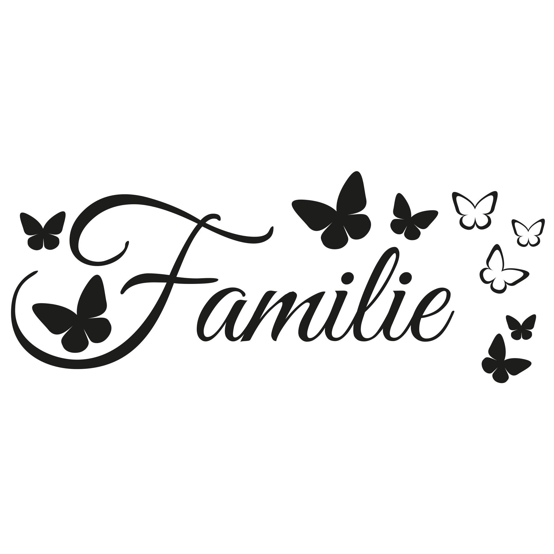 Sigende Wallsticker familie med sommerfugle | stue væg tatovering