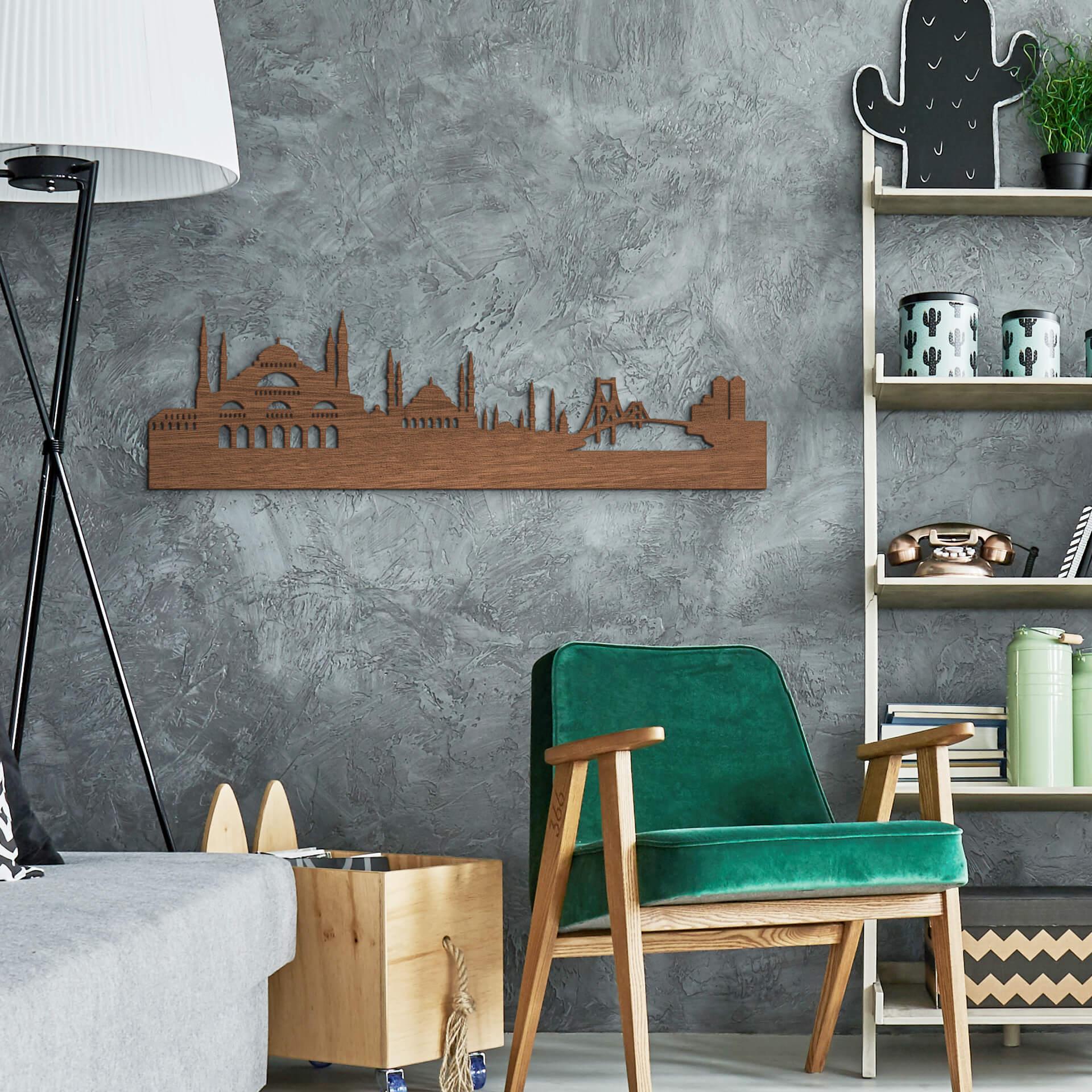 Wood art chapa de caoba - Skyline Estambul