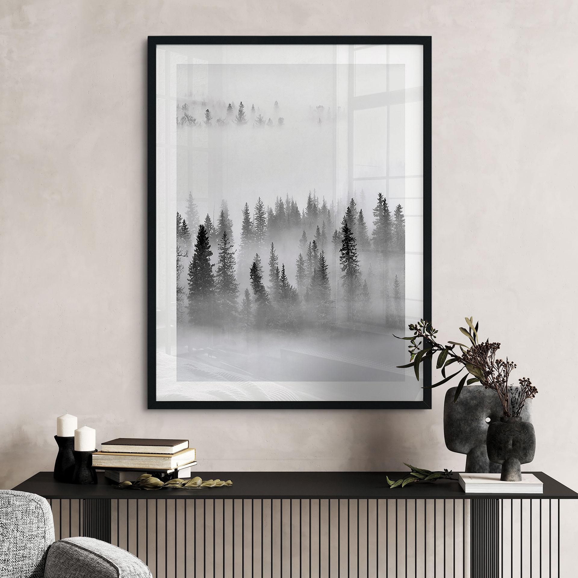 Póster bosque nuboso en blanco y negro - Xu