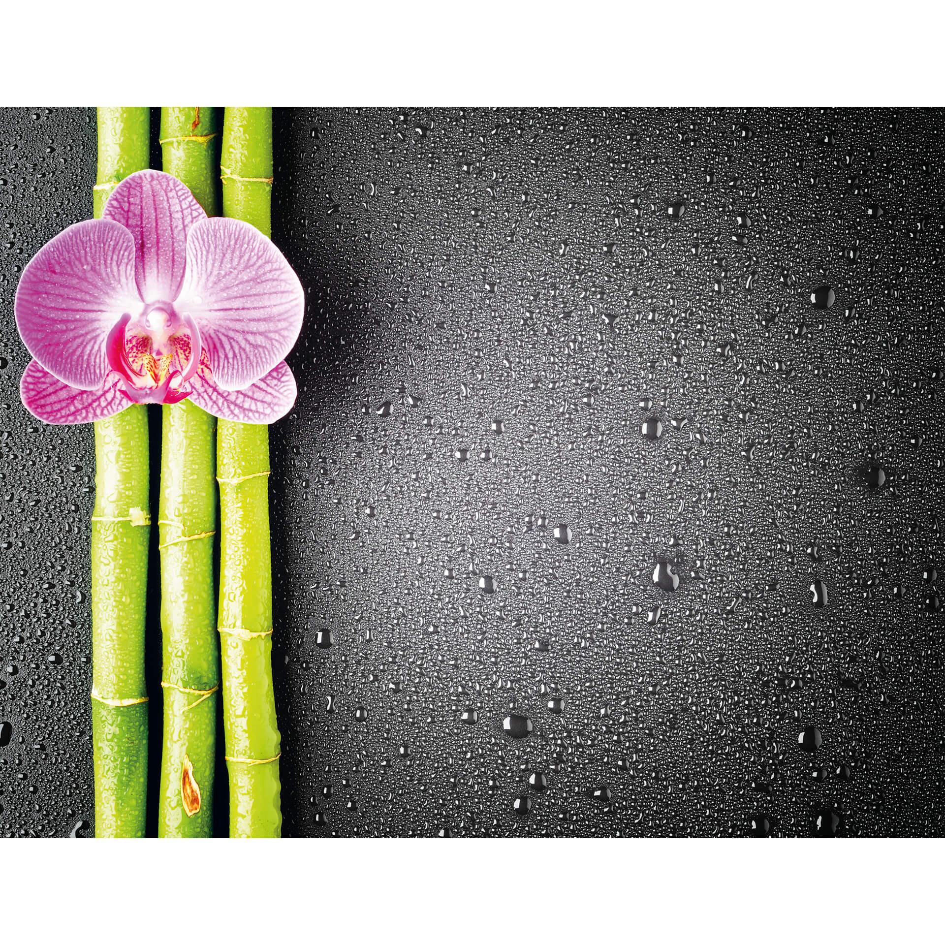 Fotobehang Orchidee en Bamboe 01