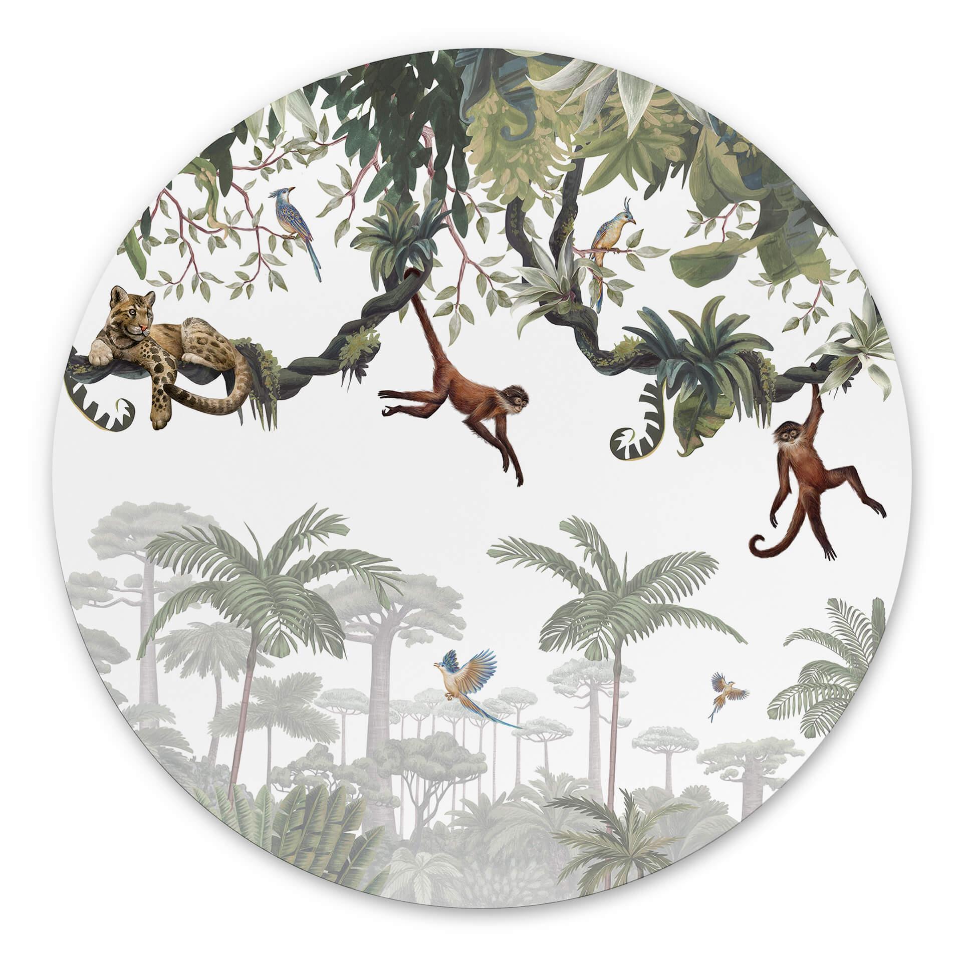 Tableau sur alu-Dibond rond Kikki Belle - Singes coquins