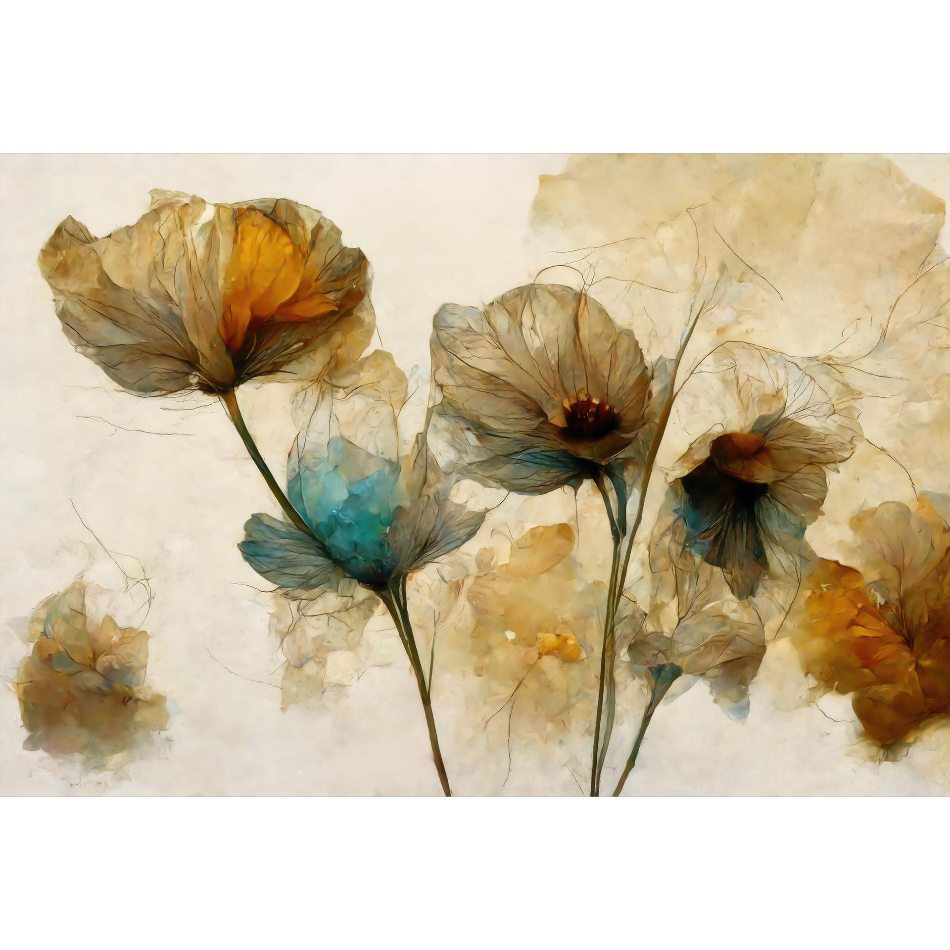 Fotobehang Gedroogde papaverbloemen in vintage look - Treechild