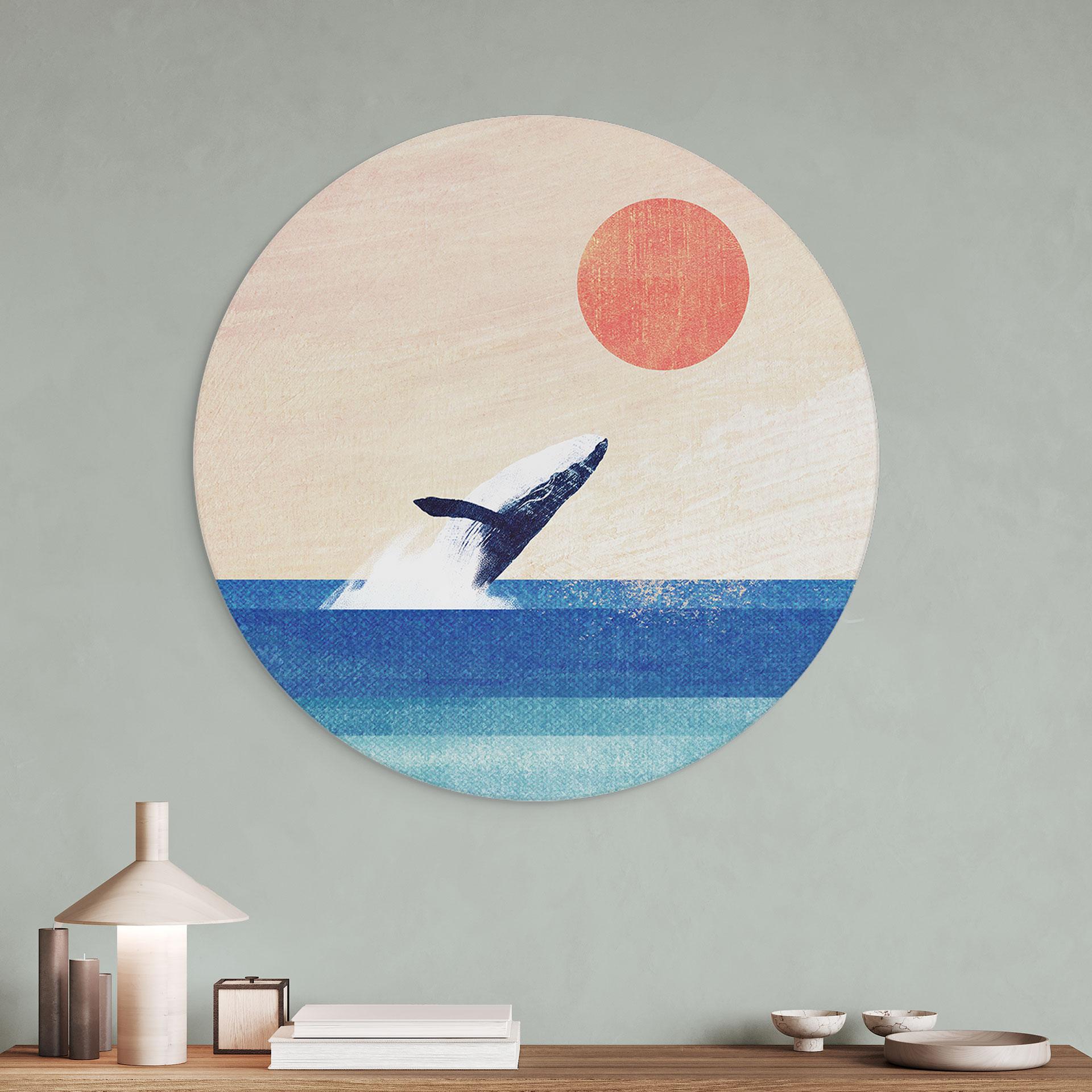 Wanddecoratie Walvis in de zee - Rivers - Alu-Dibond Rond