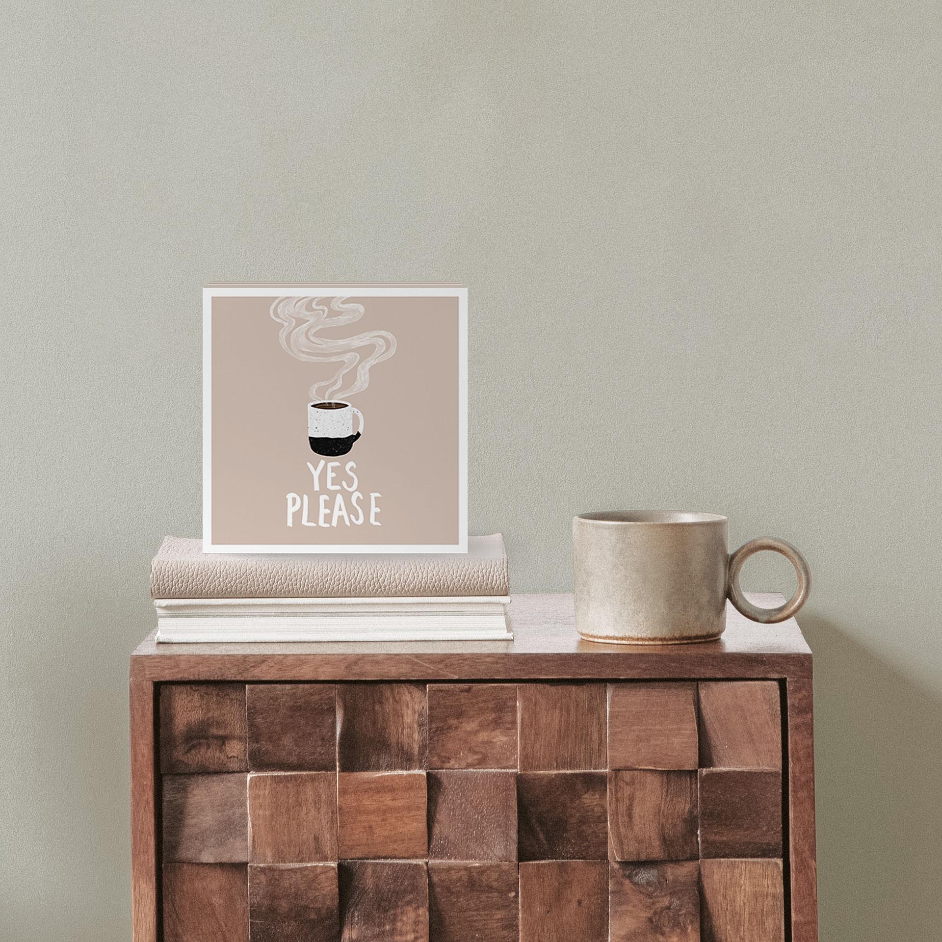 Billede af træ til at sætte op - Varm kop kaffe om morgenen - EMELIEmaria - 15x15 cm