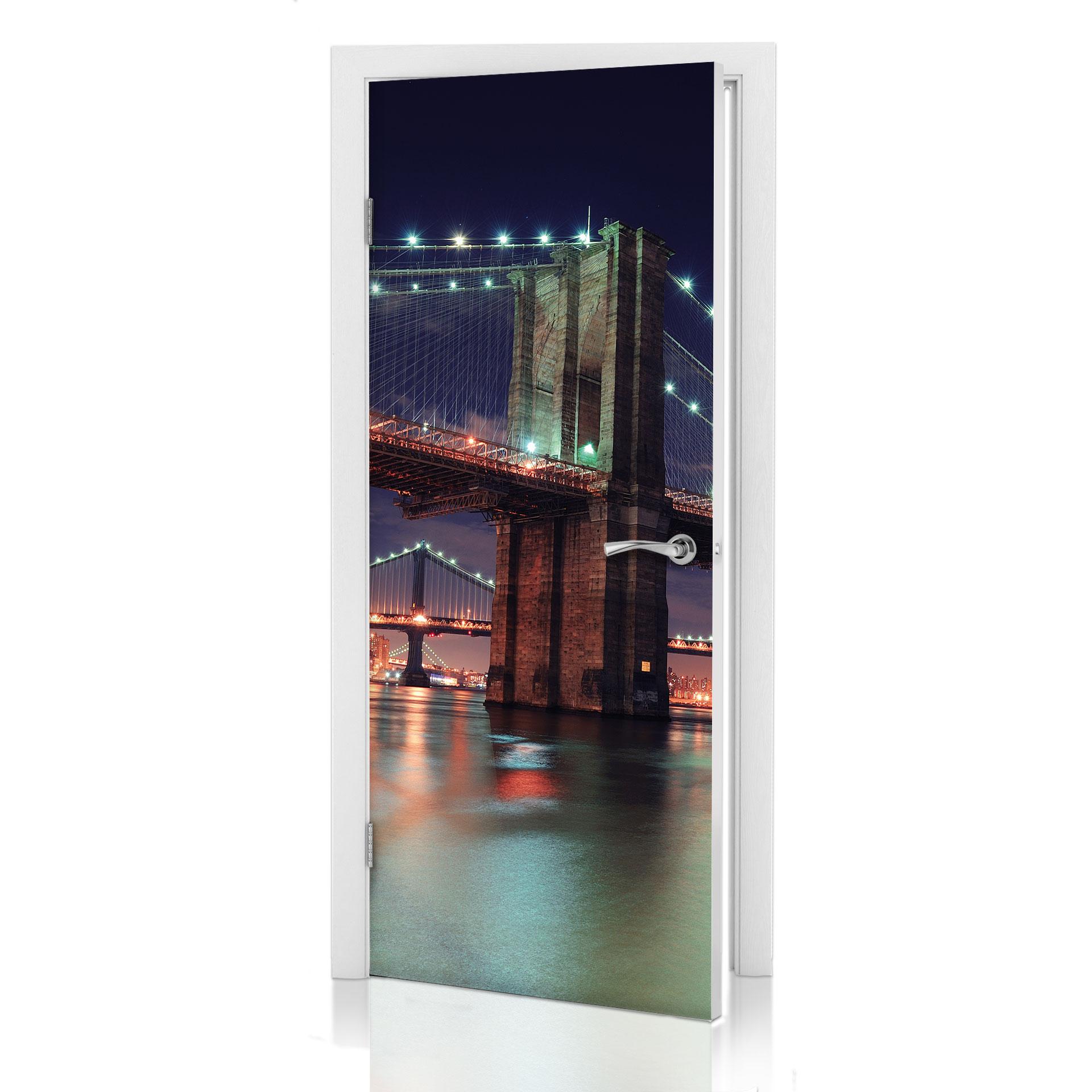 Diseño de puerta Puente de Manhattan de noche 2 91x200 cm
