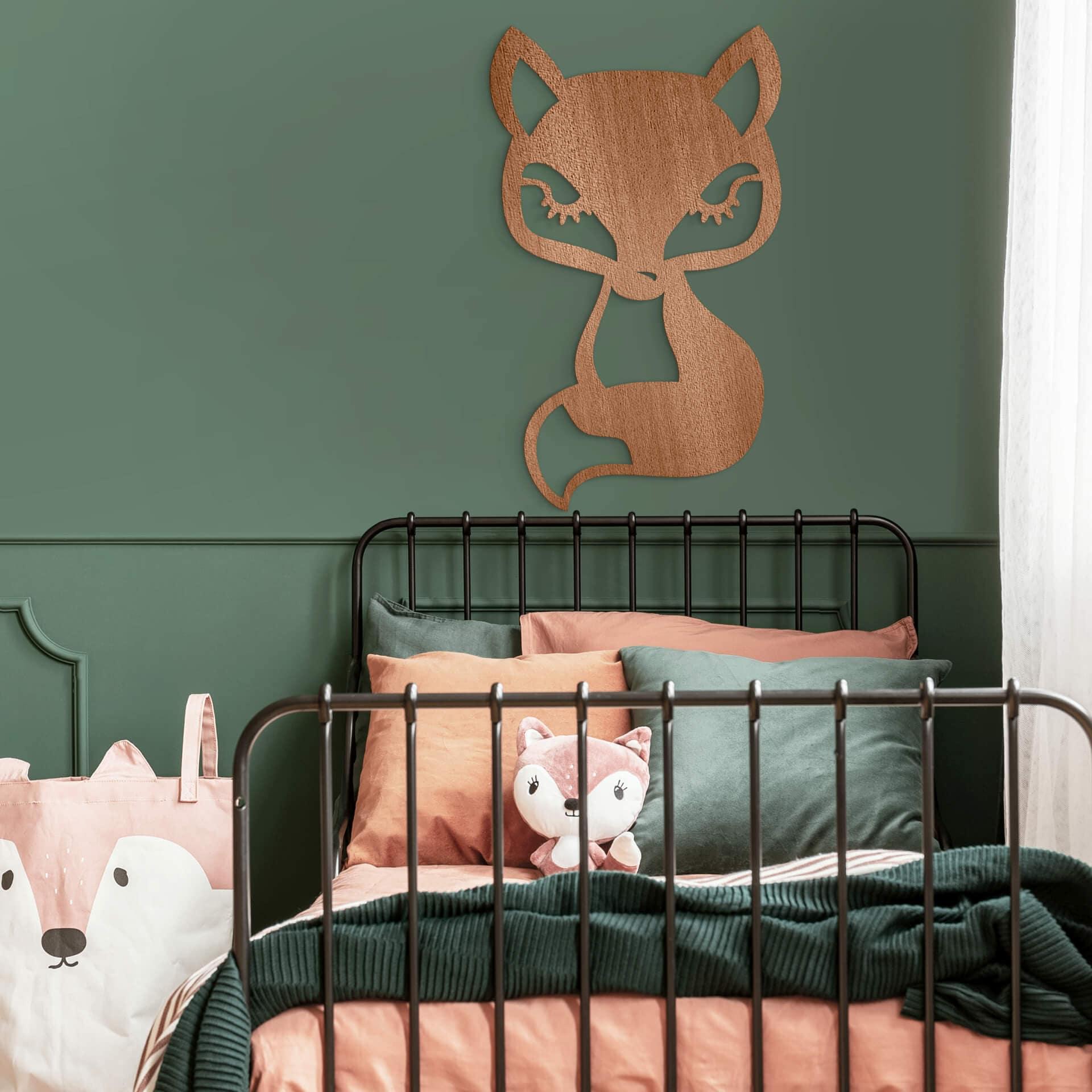 Décoration en bois acajou - Renard assis