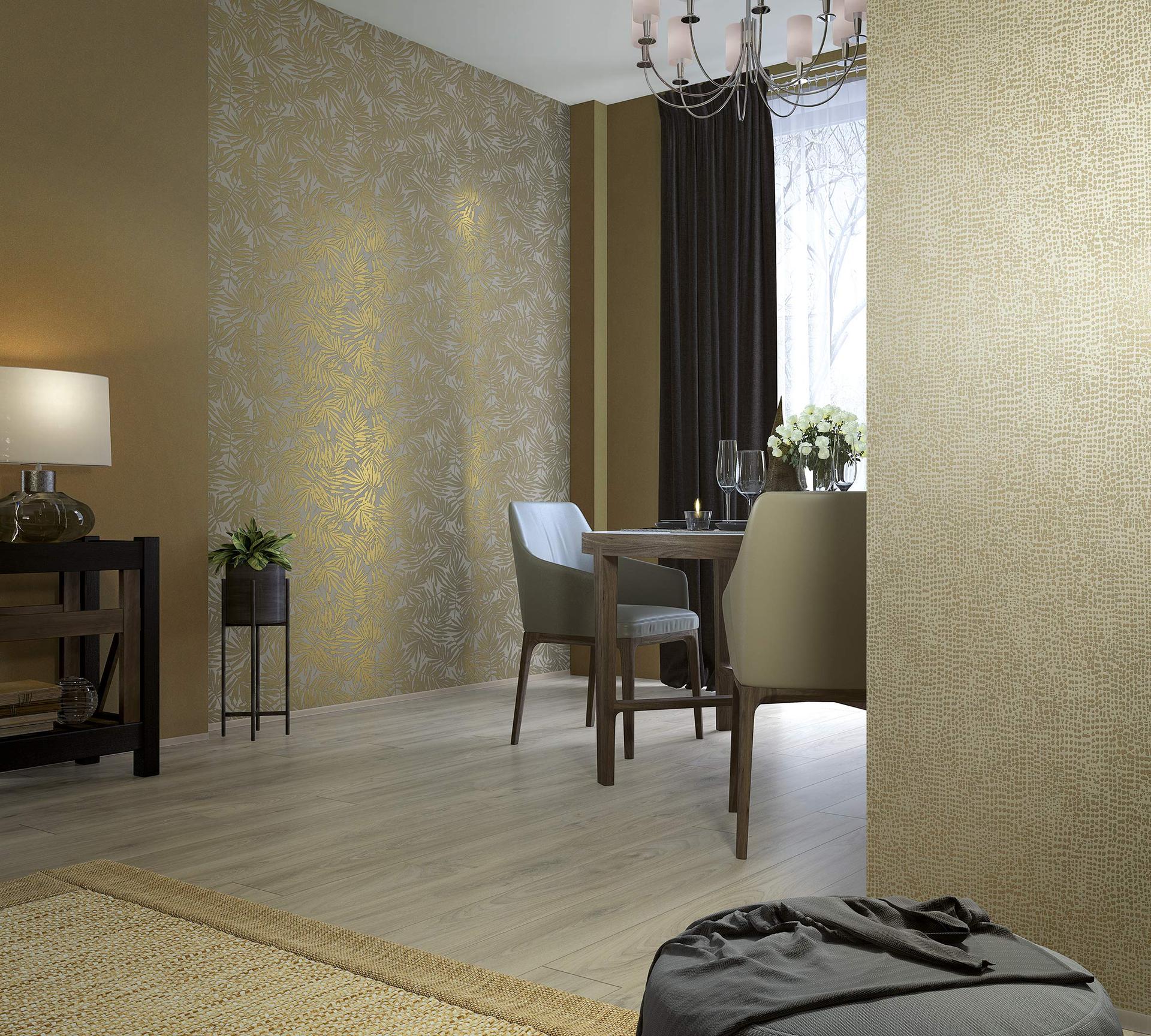 Vliestapete Uni Modern in Gold