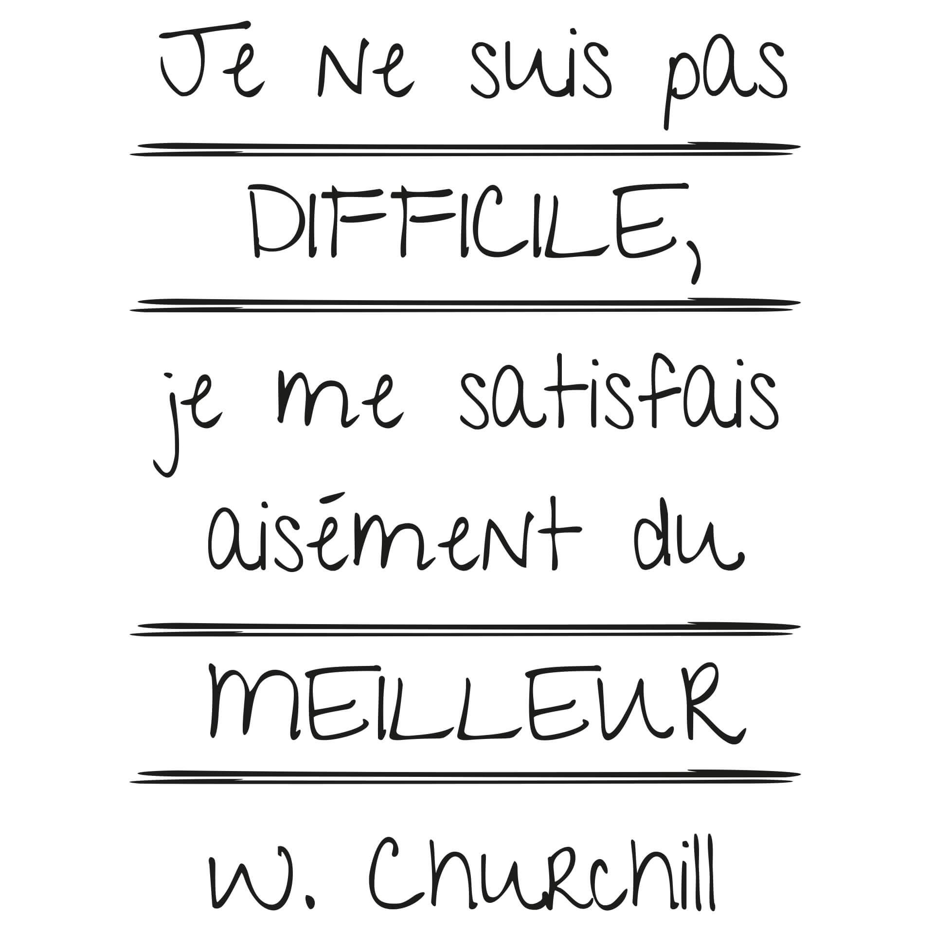 Adesivo murale  Je ne suis pas difficile... (Winston Churchill)