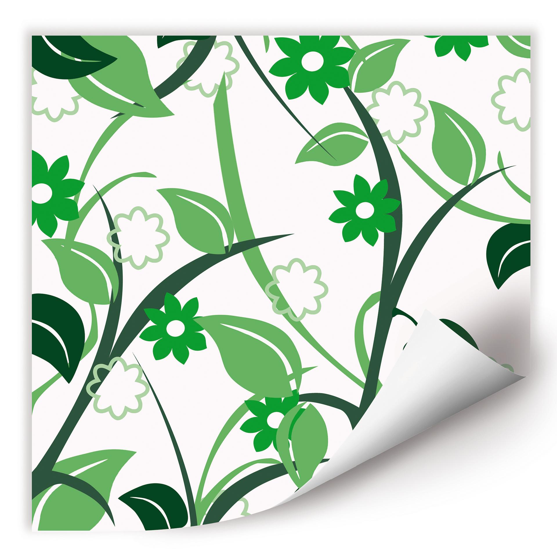 Poster autocollant - W - Fleurs Vertes