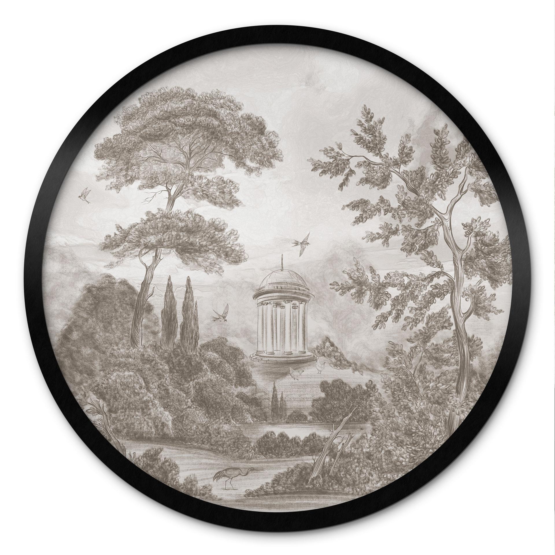 Poster Landschaft mit Gartenlandschaft in Beige - Ms Tiff - Rund