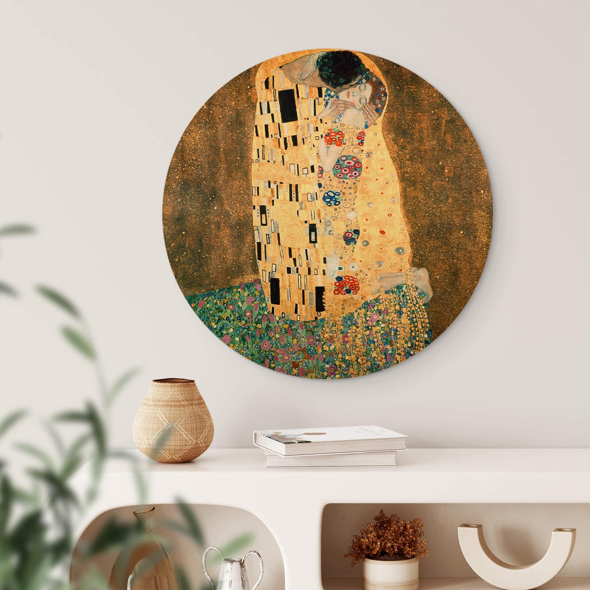 Billede af træ Klimt - Kysset - Rundt