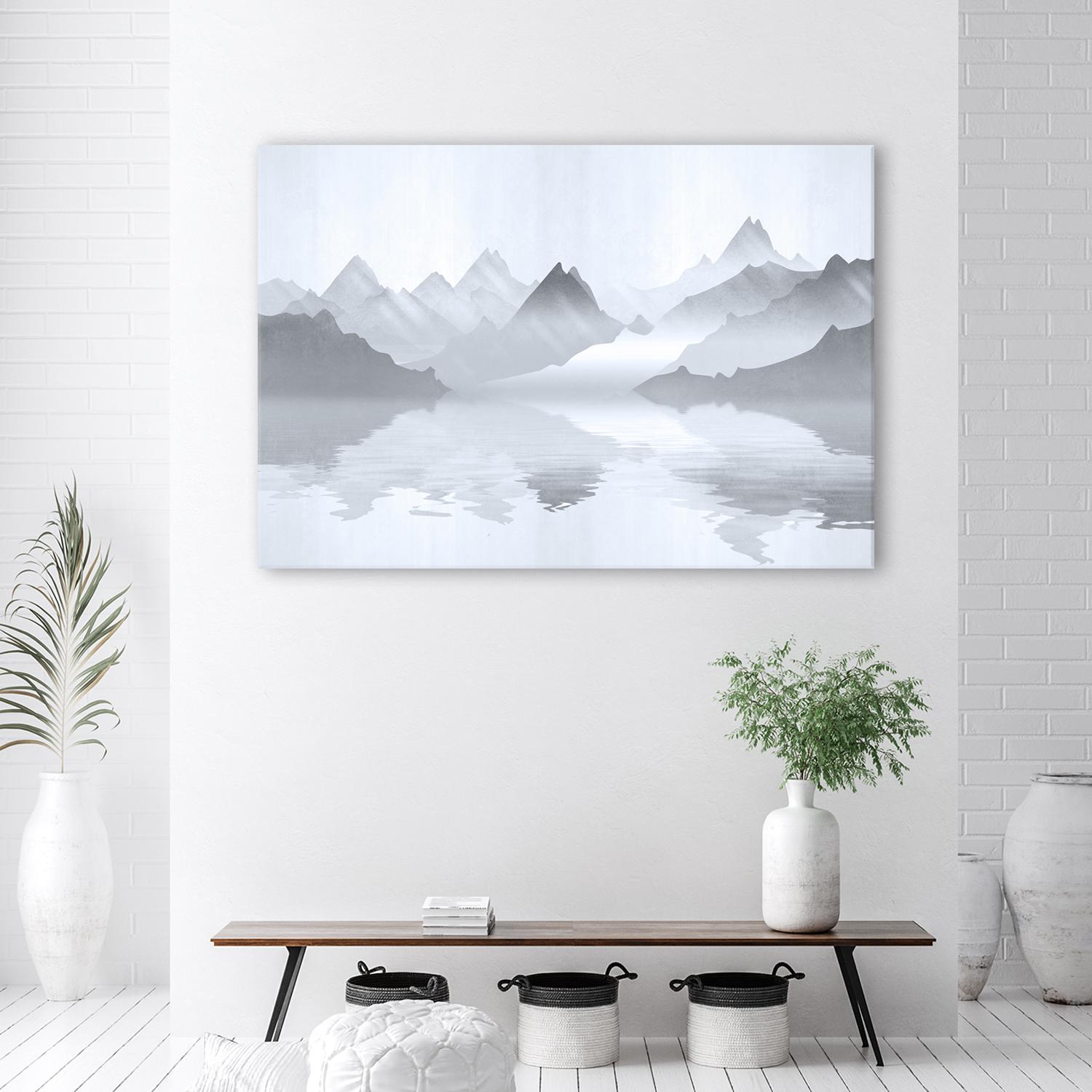 Canvasbillede, Abstraktion af bjerge ved havet