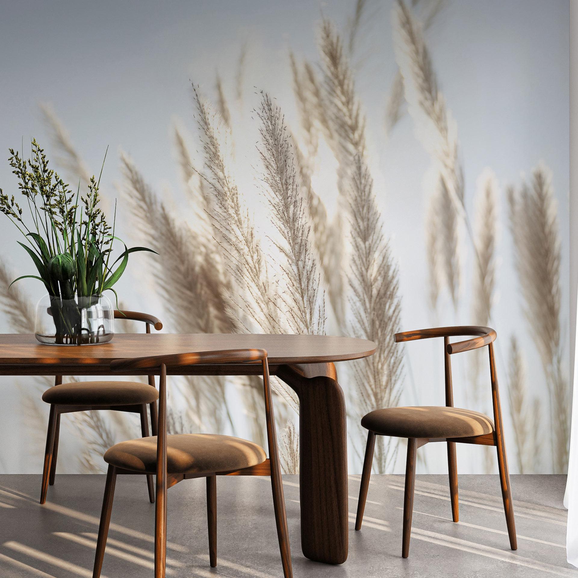 Pampas Grass Sky Beige Blue 3,75 x 2,50 m - Ikke-vævet tapet natur boho stil