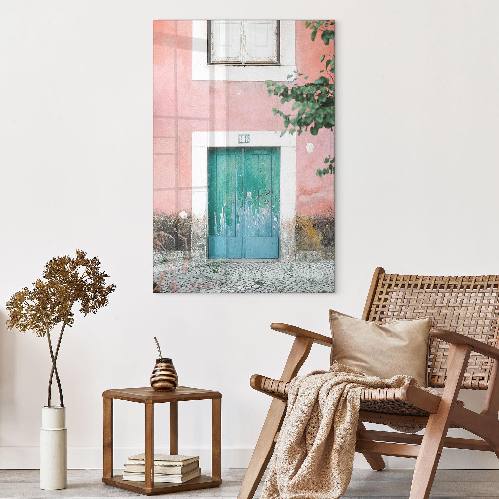 Acrylglas, gevel van mediterraan huis in Lissabon - Zwart