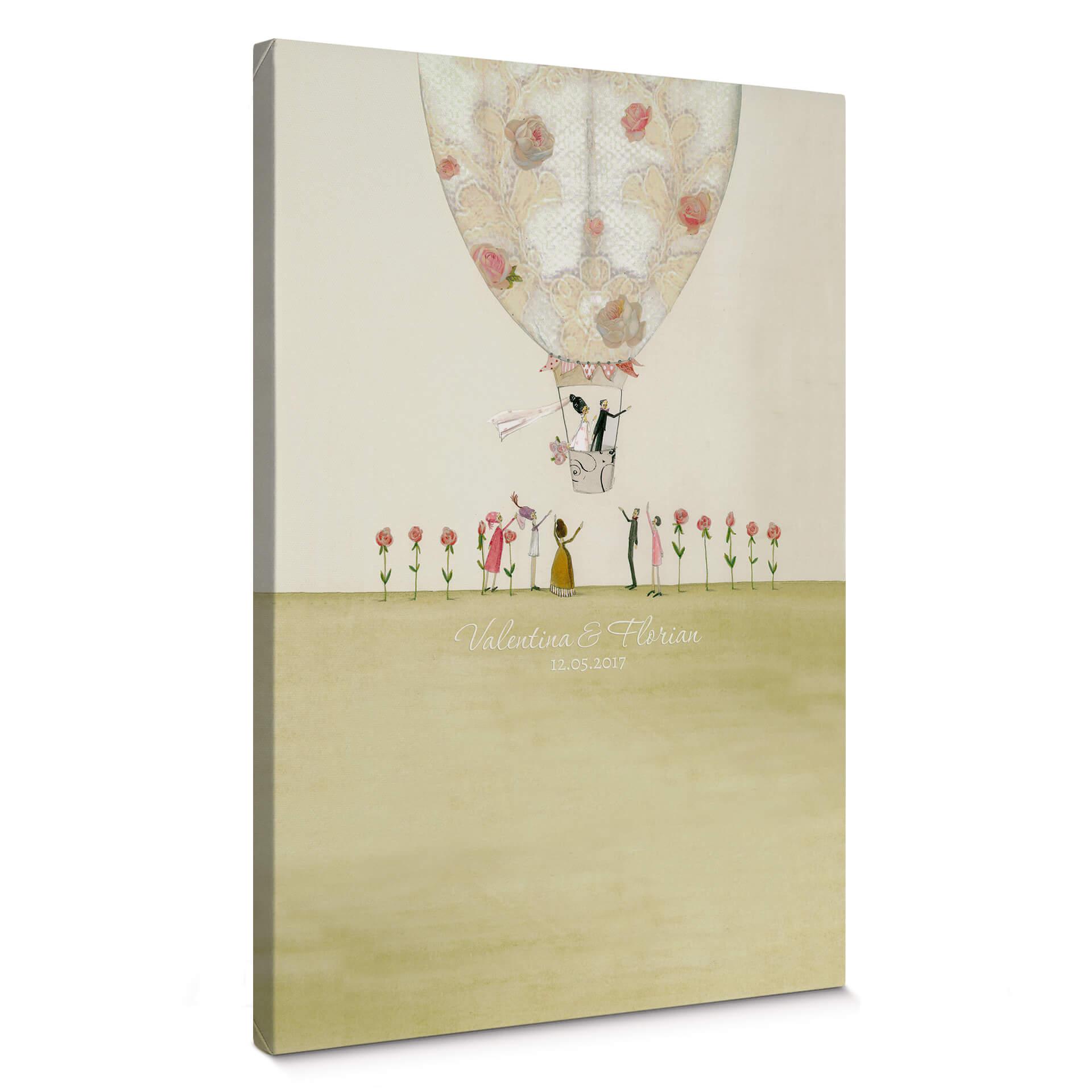 Cuadro lienzo Leffler - Globo de boda + texto personalizado