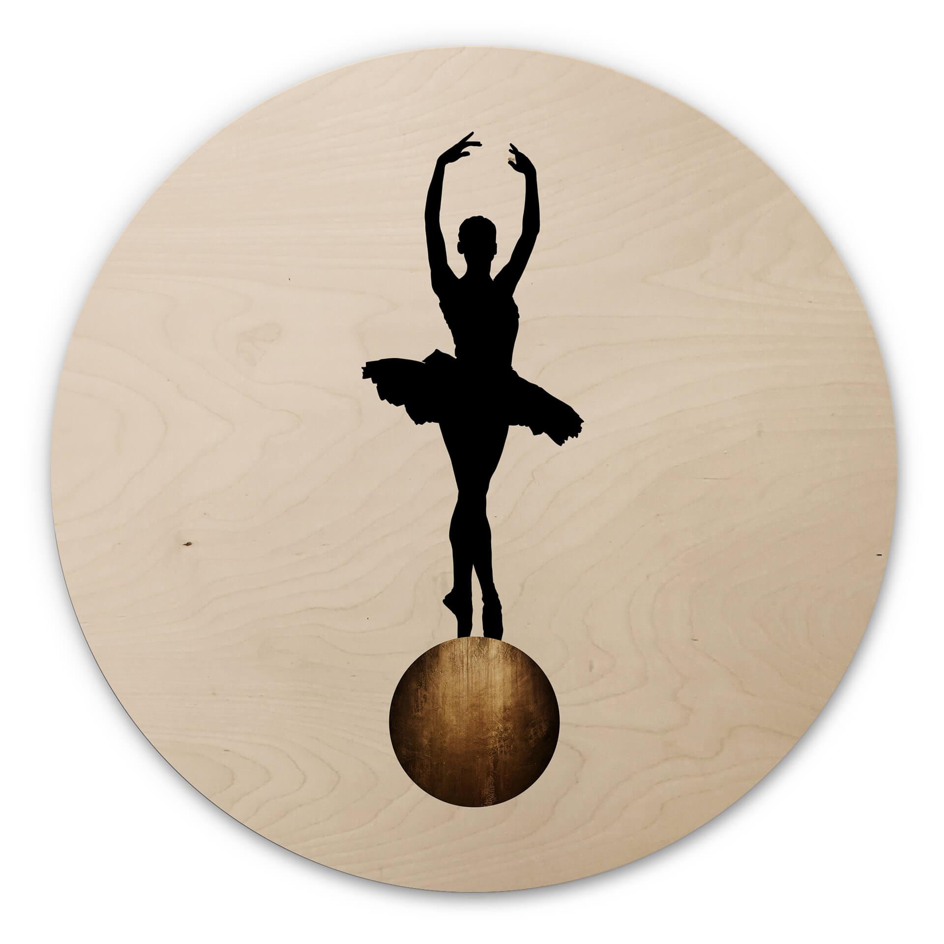 Kubistika Billede af træ - Prima Ballerina - Rund