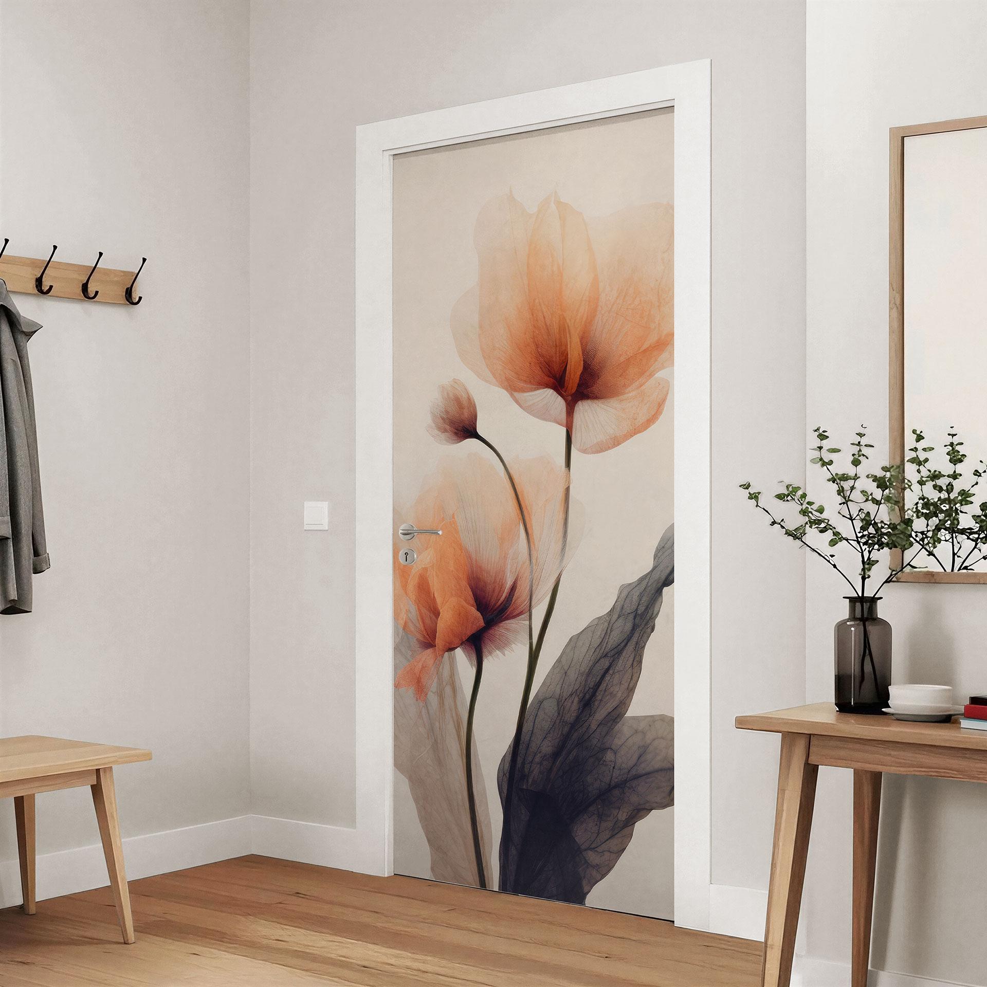 Lámina para puerta Flores delicadas - Treechild - Decoración autoadhesiva para puerta