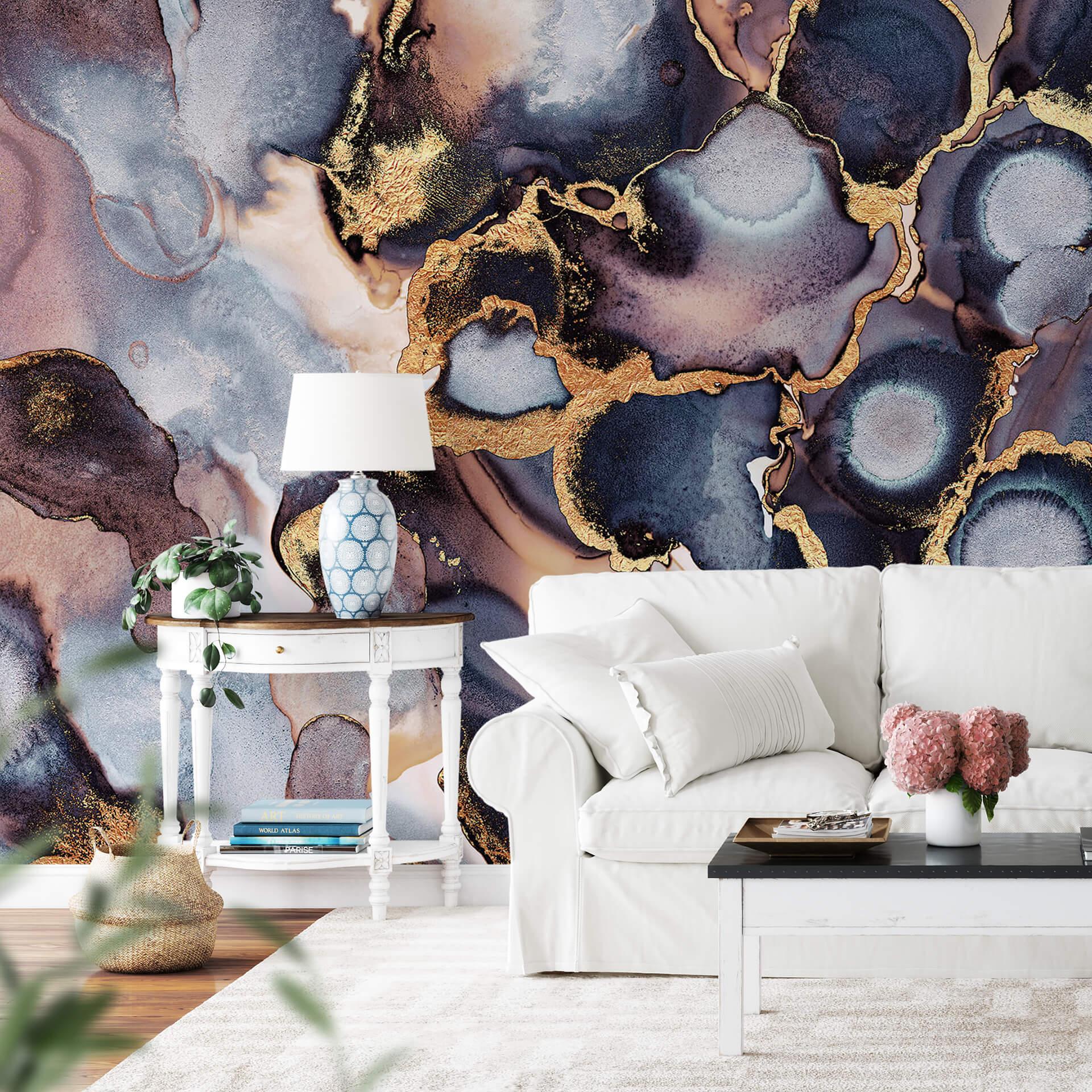 Papier peint photo Fredriksson - Encre : rose et or