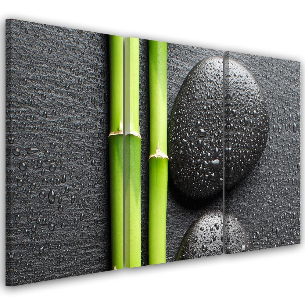 3 stykke lærredstryk Stones Bamboo Zen Spa
