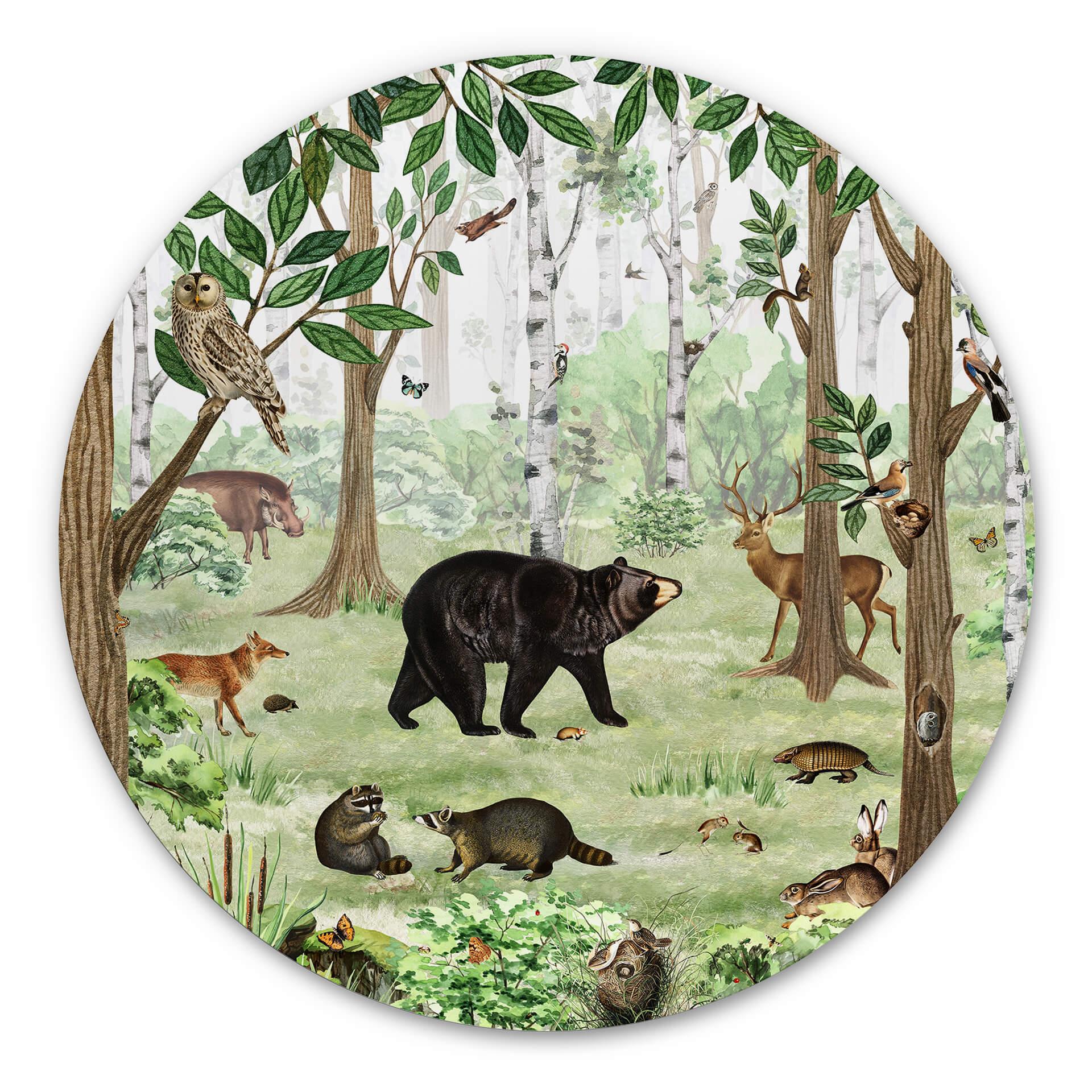 Tableau sur alu-Dibond rond Kikki Belle - Objet Caché Forêt
