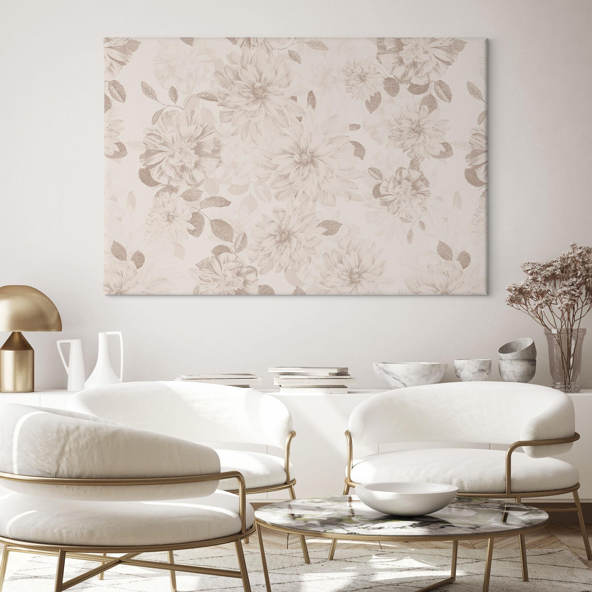 Blomster Canvasbillede Dahliaer Shabby Chic Beige - Bloomery Decor