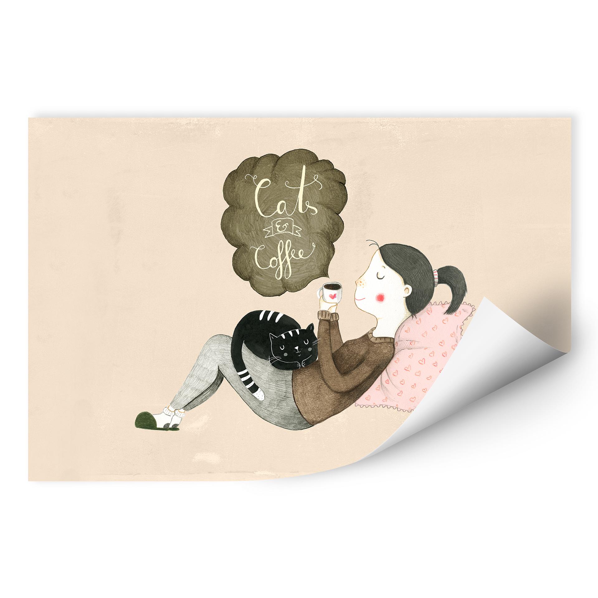 Wallprint Loske - Cats & Coffee