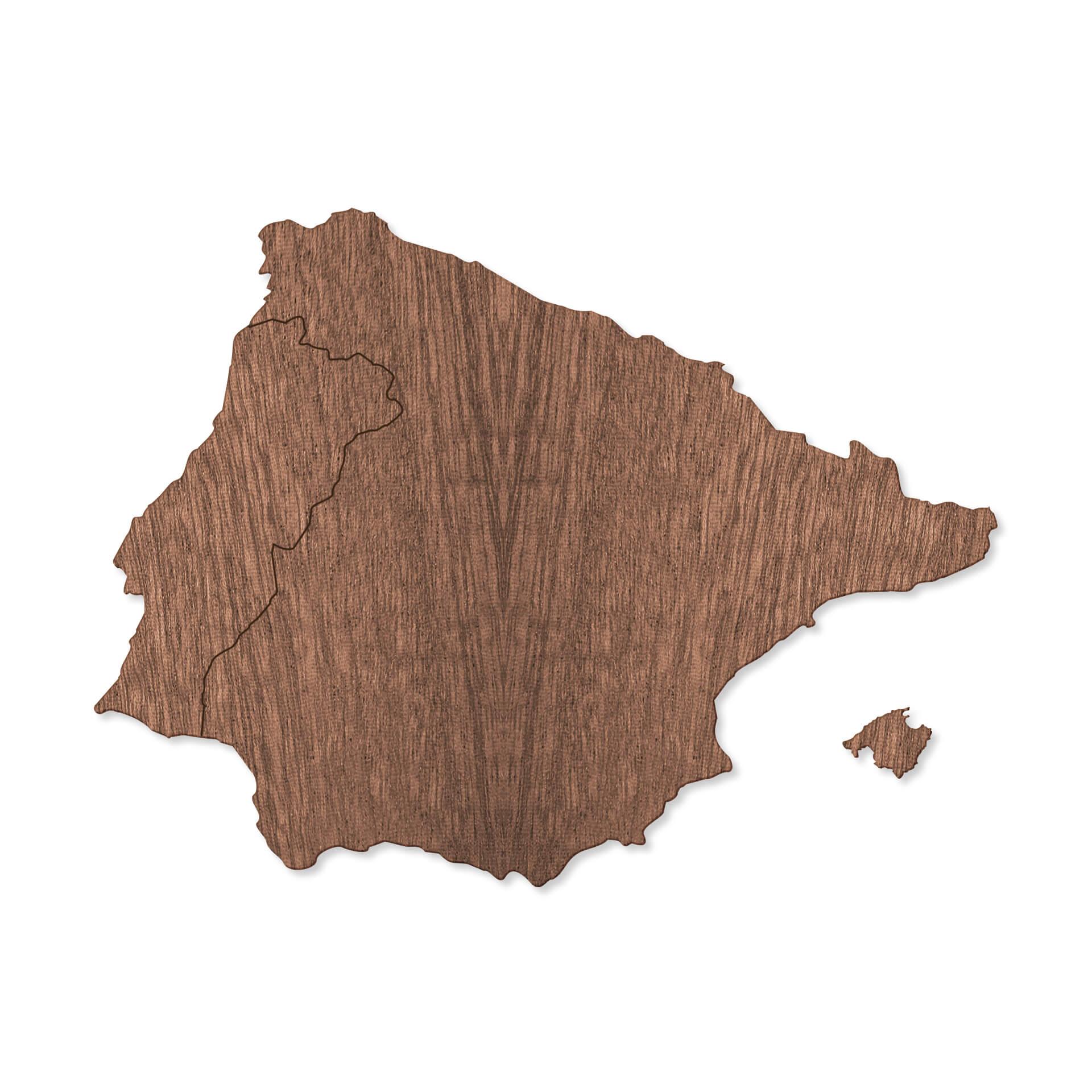 Chapa de caoba Wood art - Mapa Península Ibérica