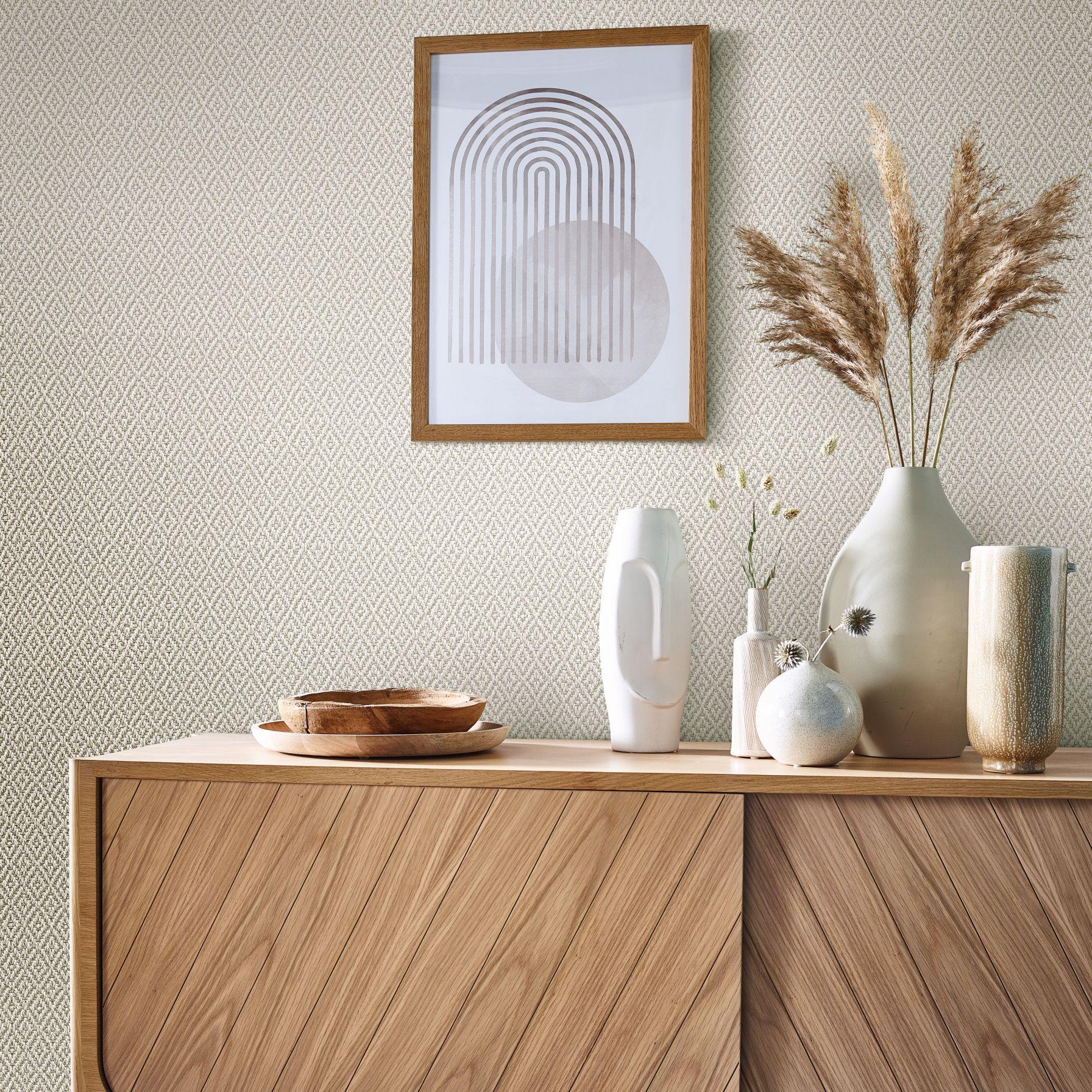 grafisk tapet, non-woven tapet Flora beige