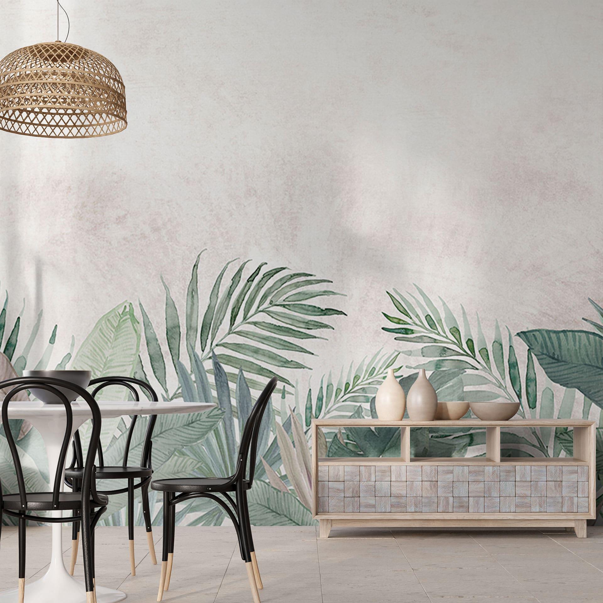 Jungle Leaves Green Watercolour | Jungle Fototapet - Bloomery Decor