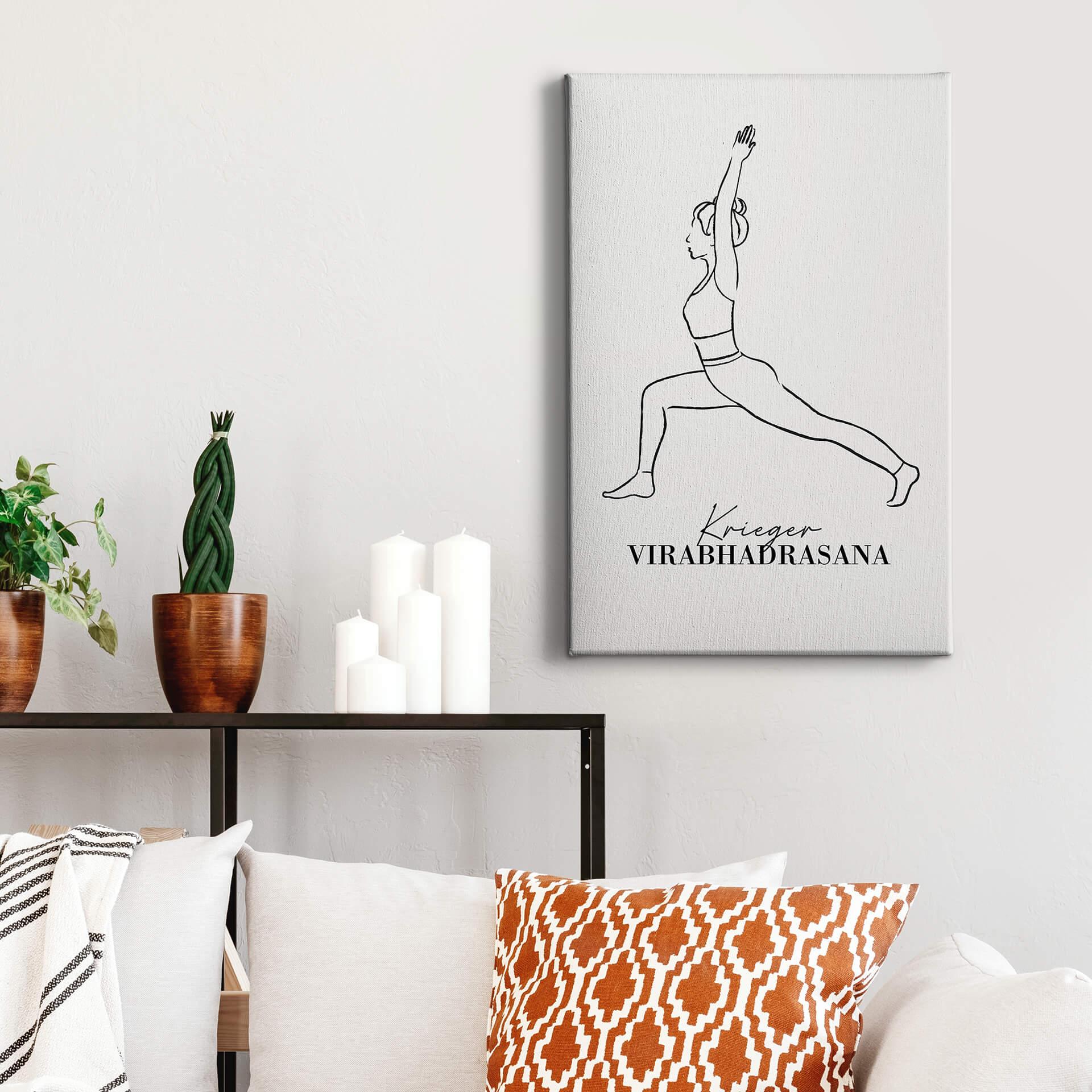 Stampa su tela Yoga - Guerriero Line Art