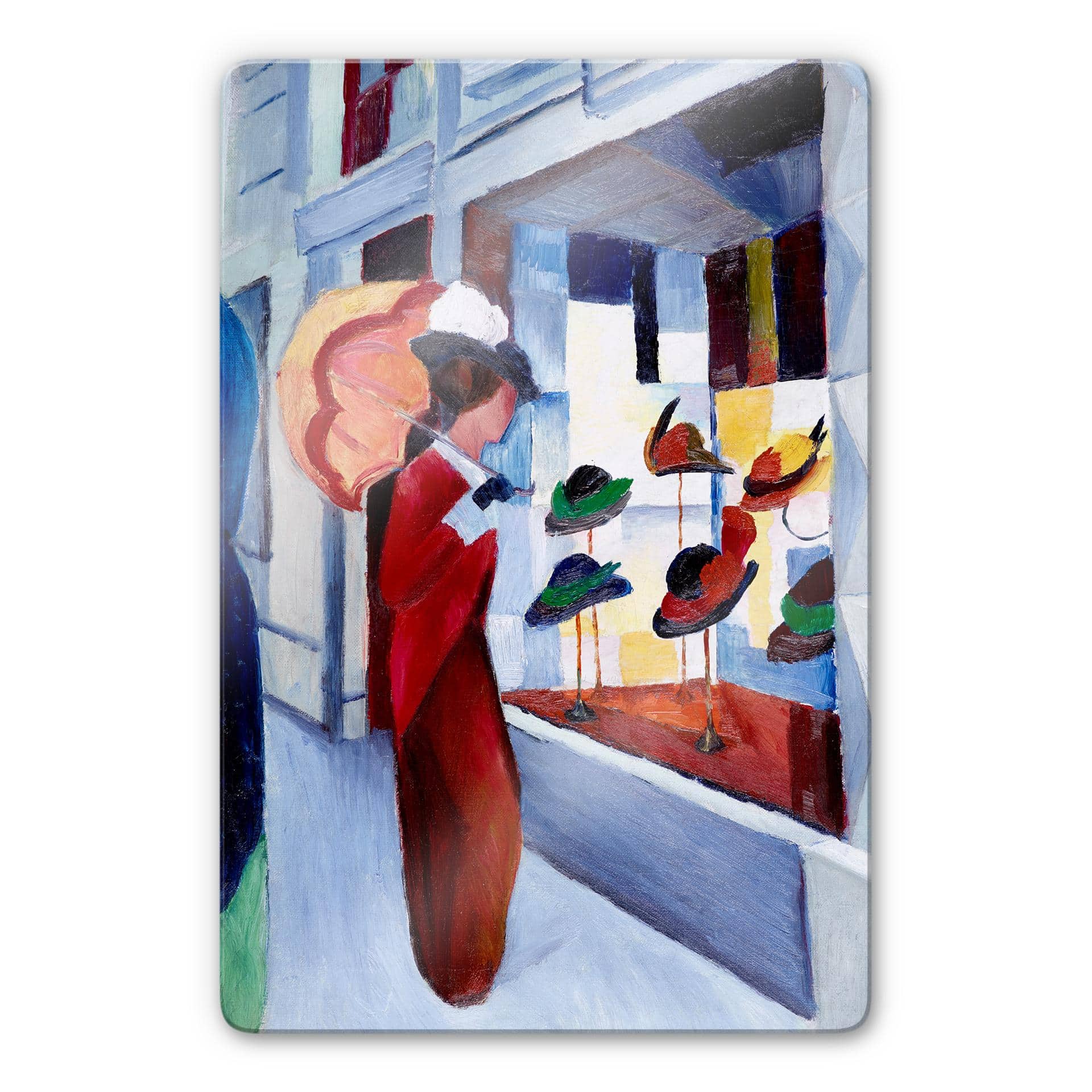 Glasschilderij Macke - vrouw met paraplu