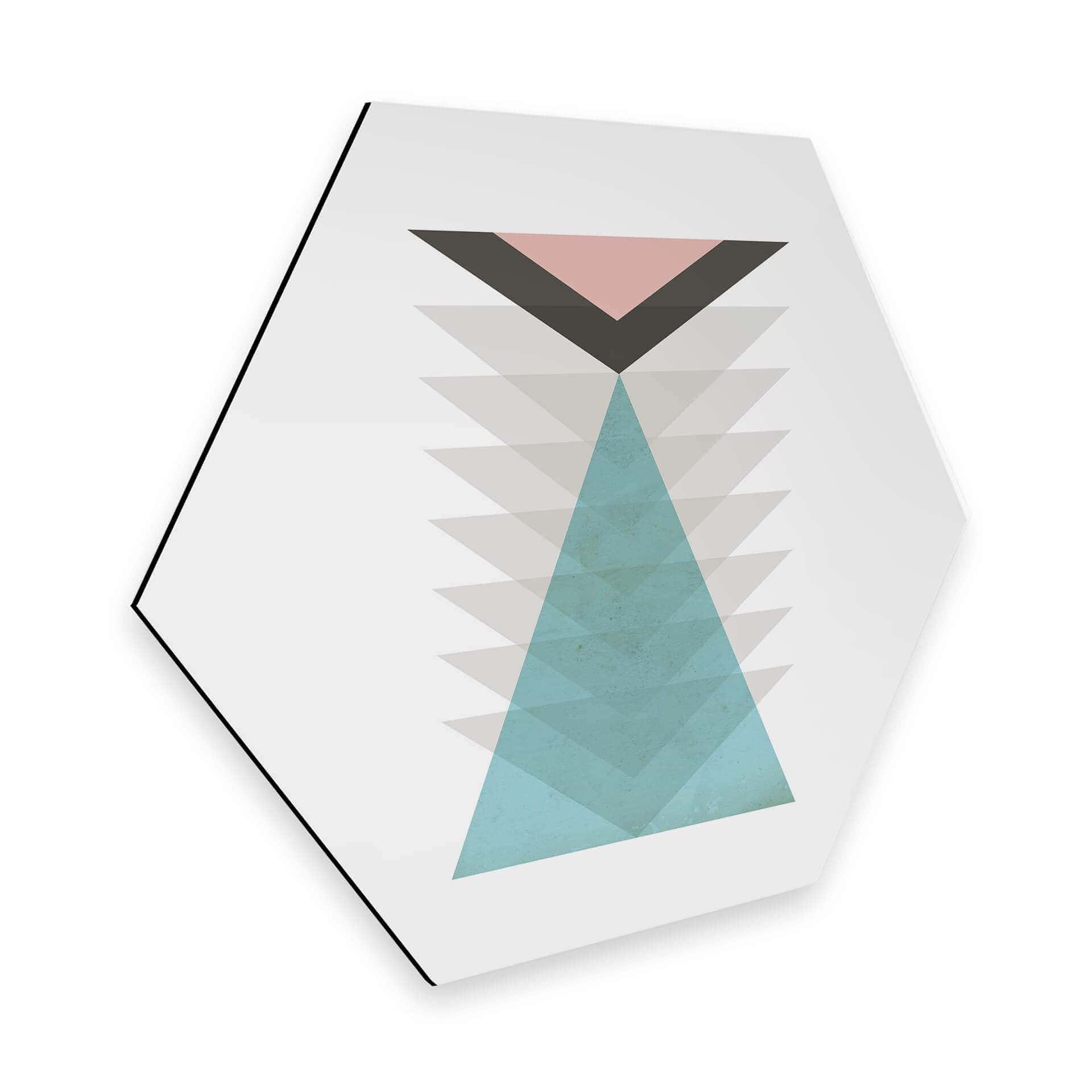 Hexagone - Alu-Dibond Nouveauprints - Totem aqua & pink