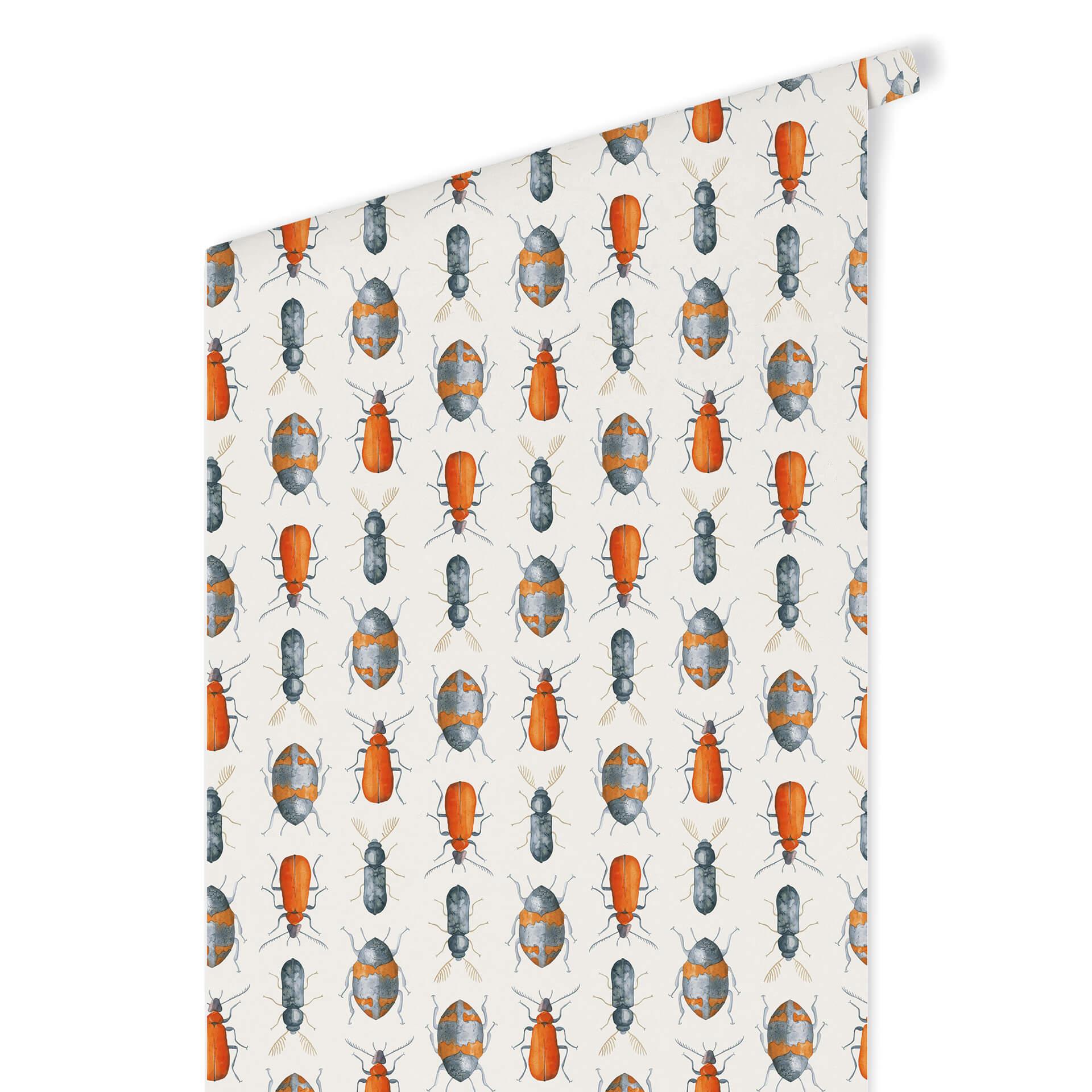 Patroonbehang – Colourful Beetles – oranje