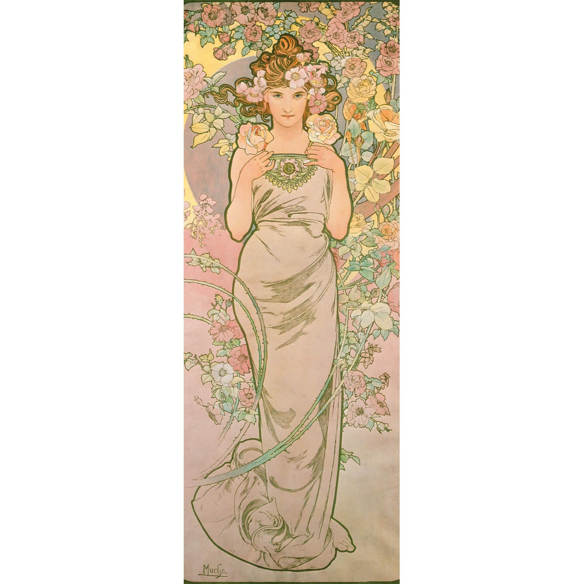 Fototapete Mucha – Die Rose - 96x260 cm