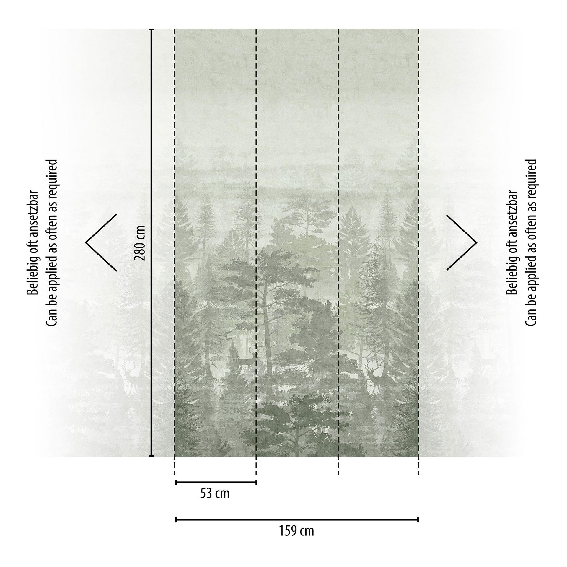 Fotobehang mist groen grijs - natuurbehang bomen - uittrekbaar Vliesbehang