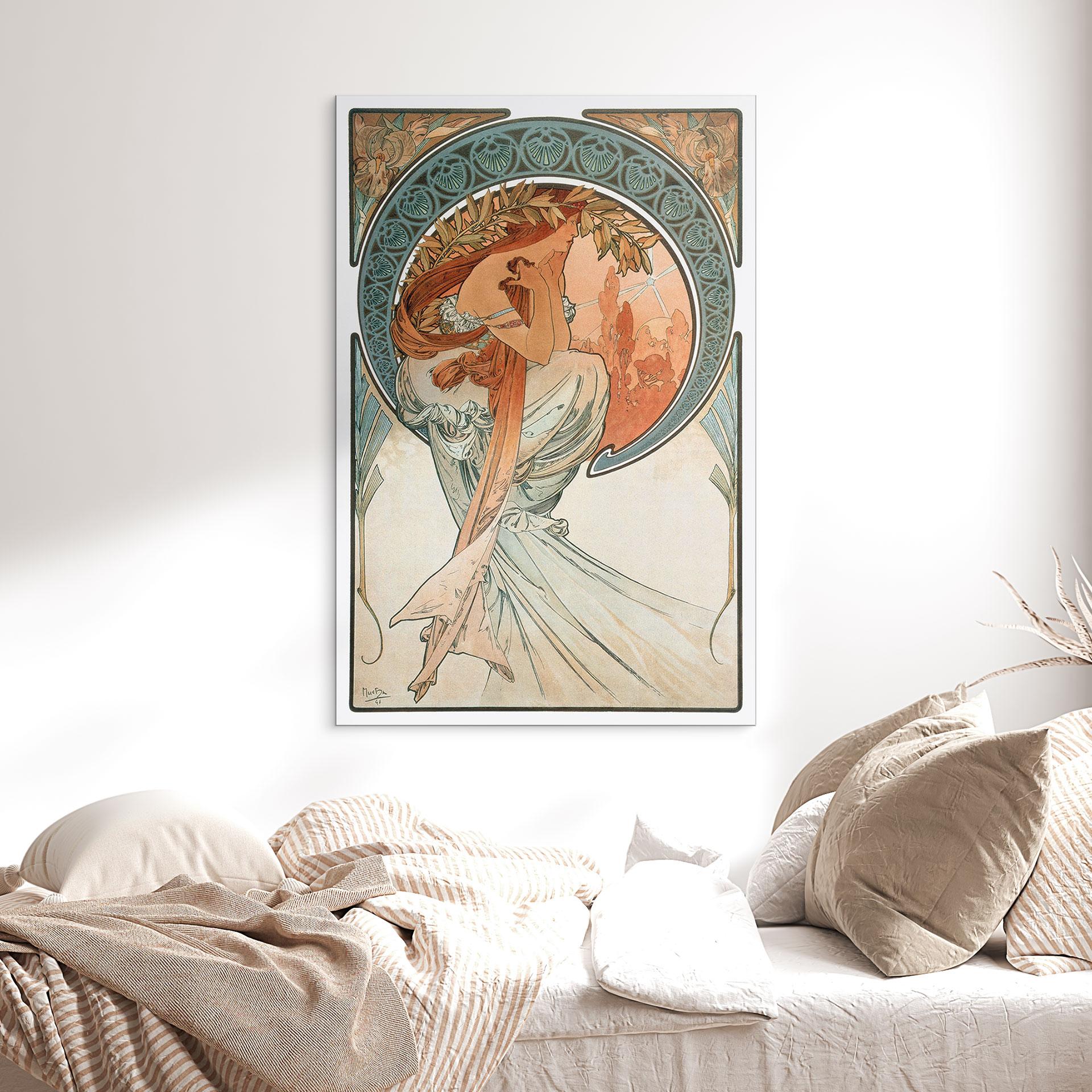 Wandbild Mucha - Vier Künste: Die Poesie - Alu-Dibond