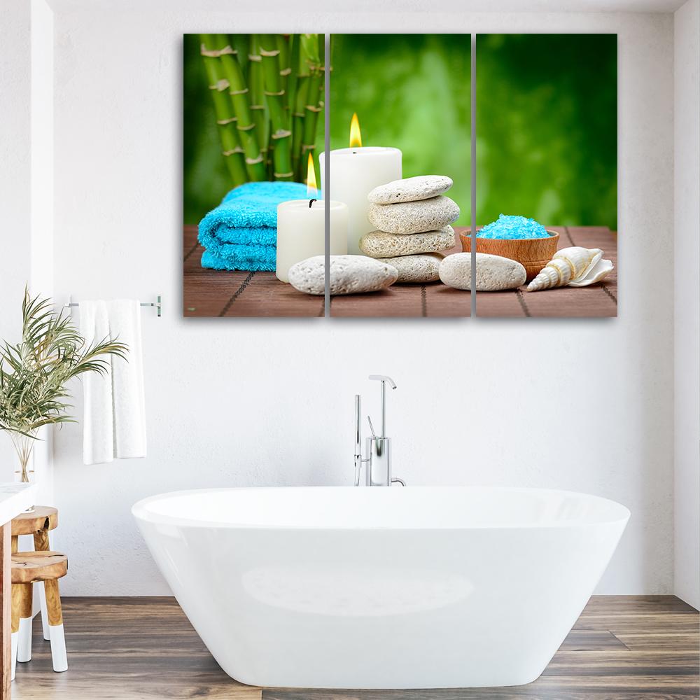 3 stykke lærredstryk, Zen Candle Bamboo Stone
