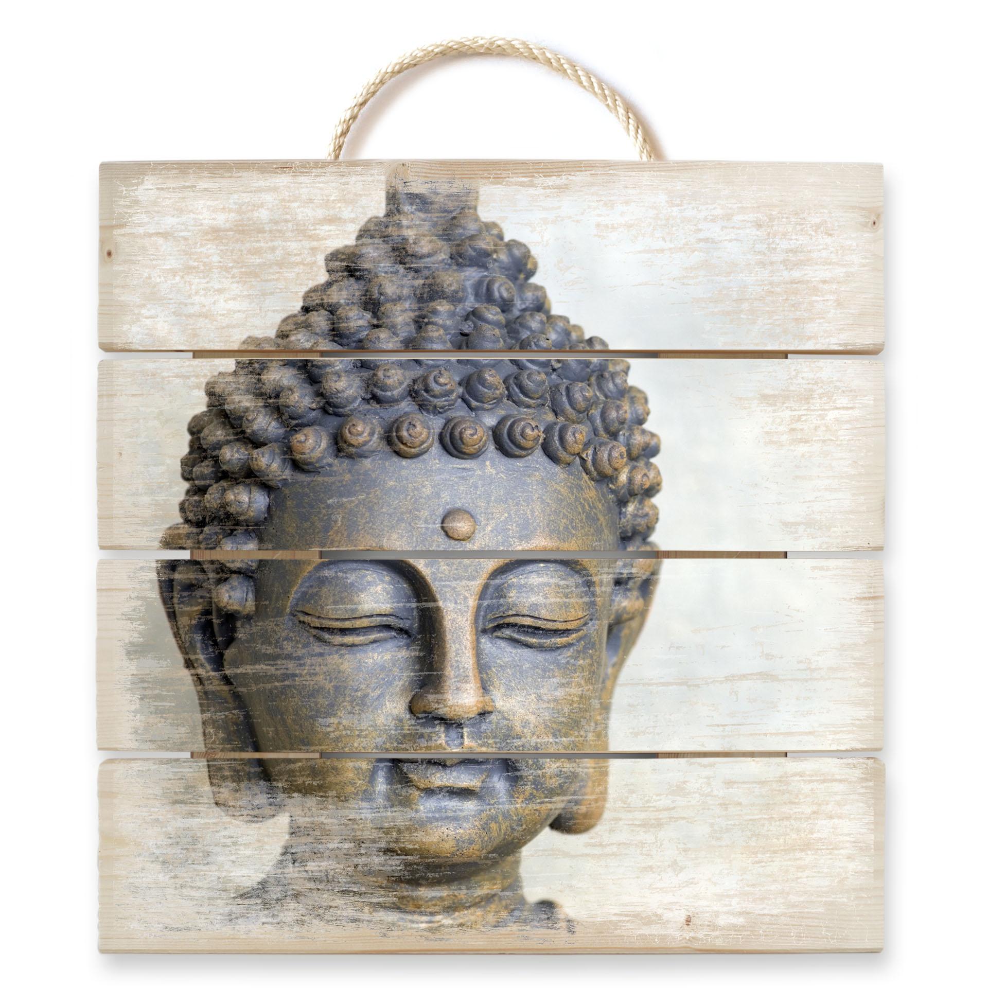Obraz drewniany twarz Buddy - 40x41,5 cm