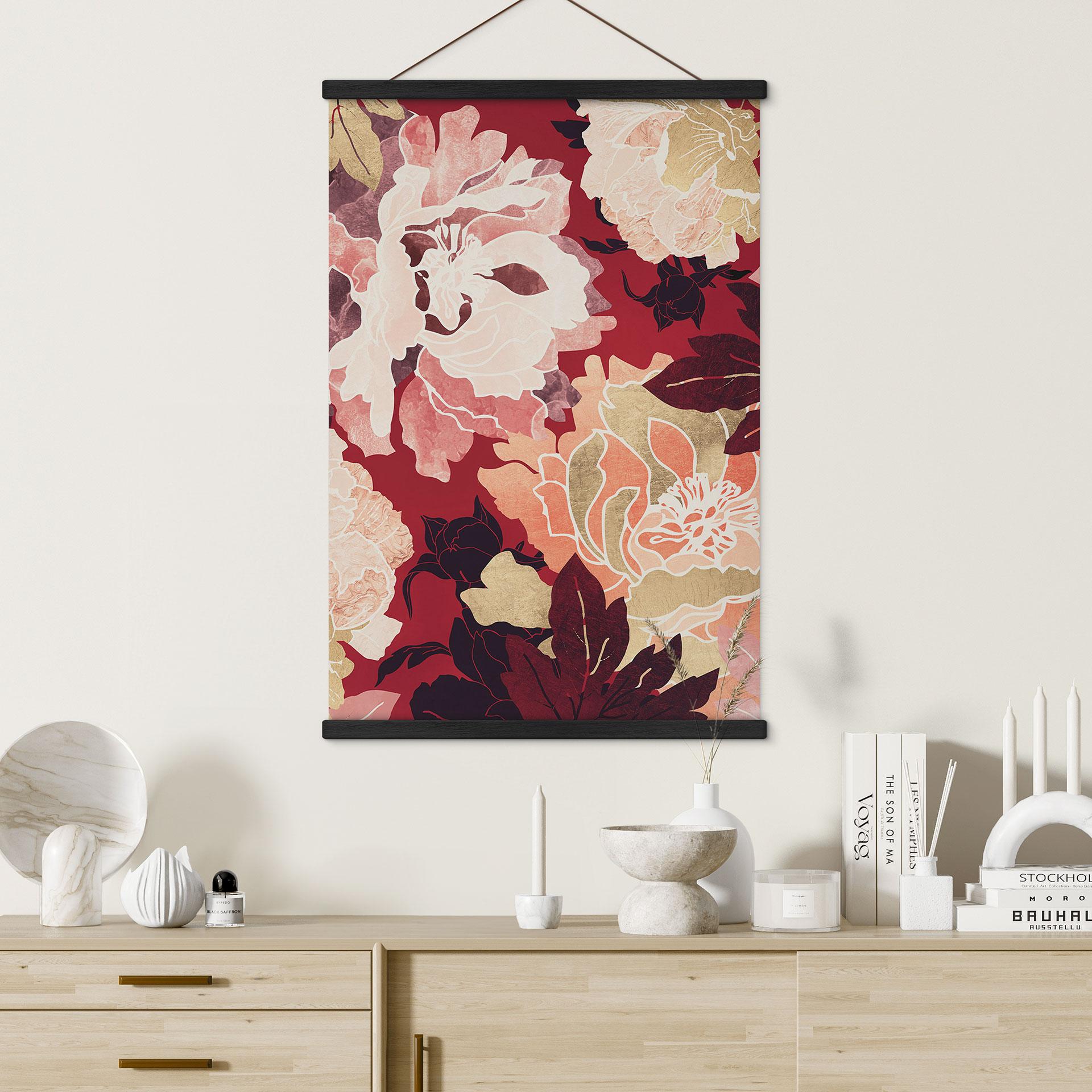 Tekstil plakat Pæoner med store blomster - SpaceFrog Designs