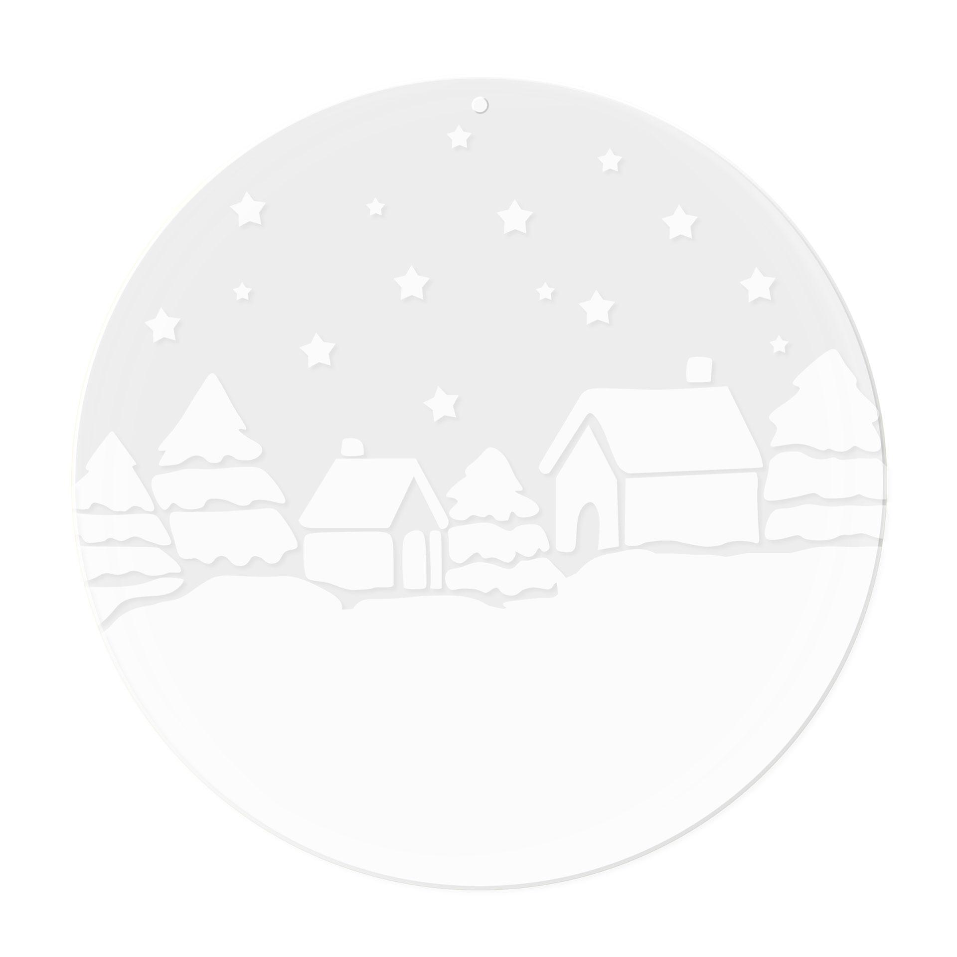 Acrylglas afbeelding, raamafbeelding kerstlandschap om op te hangen - rond