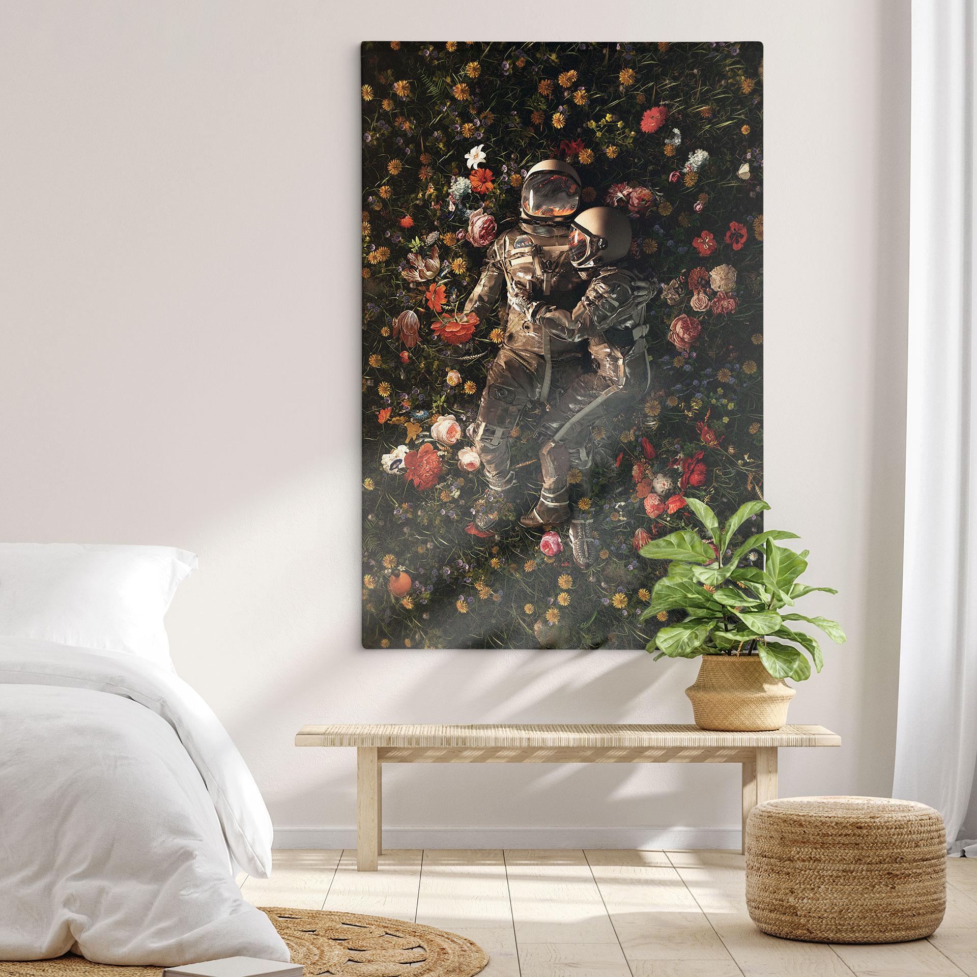 Lærredsprint - Astronauter på en blomstereng - Nicebleed