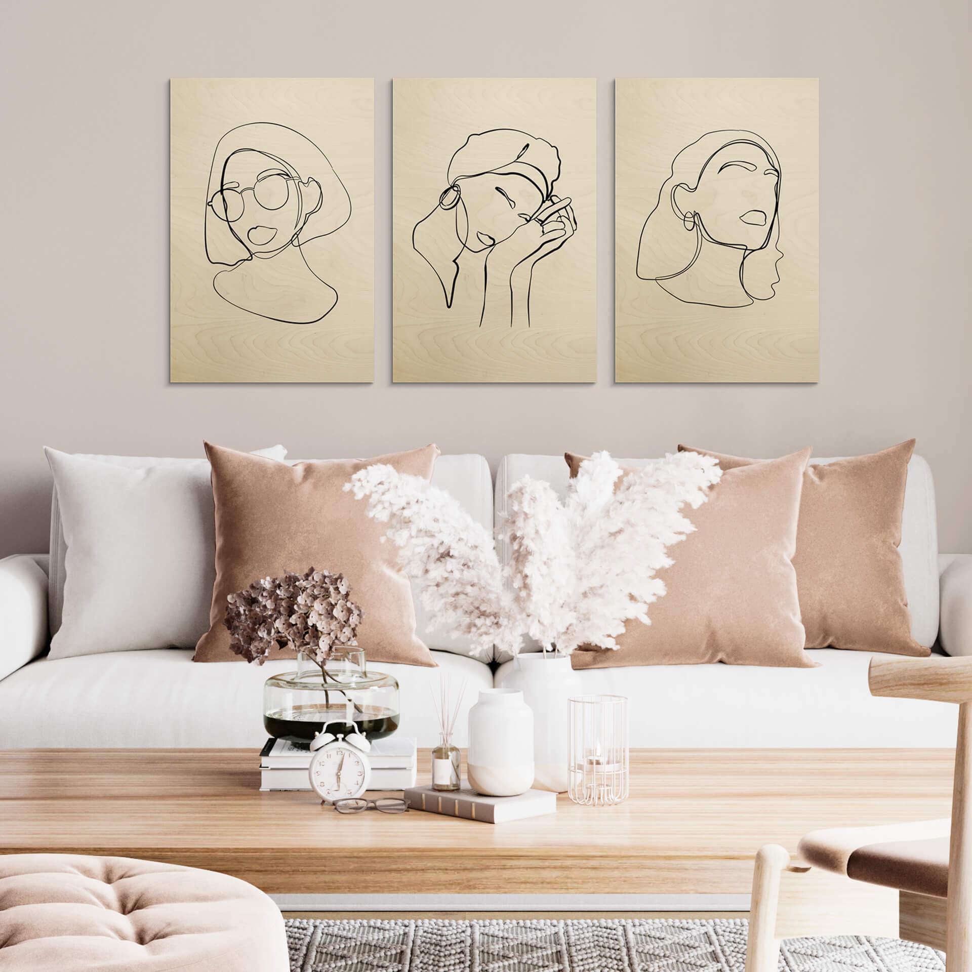 Billede af træ NKTN - Line Art - Kvinde med briller