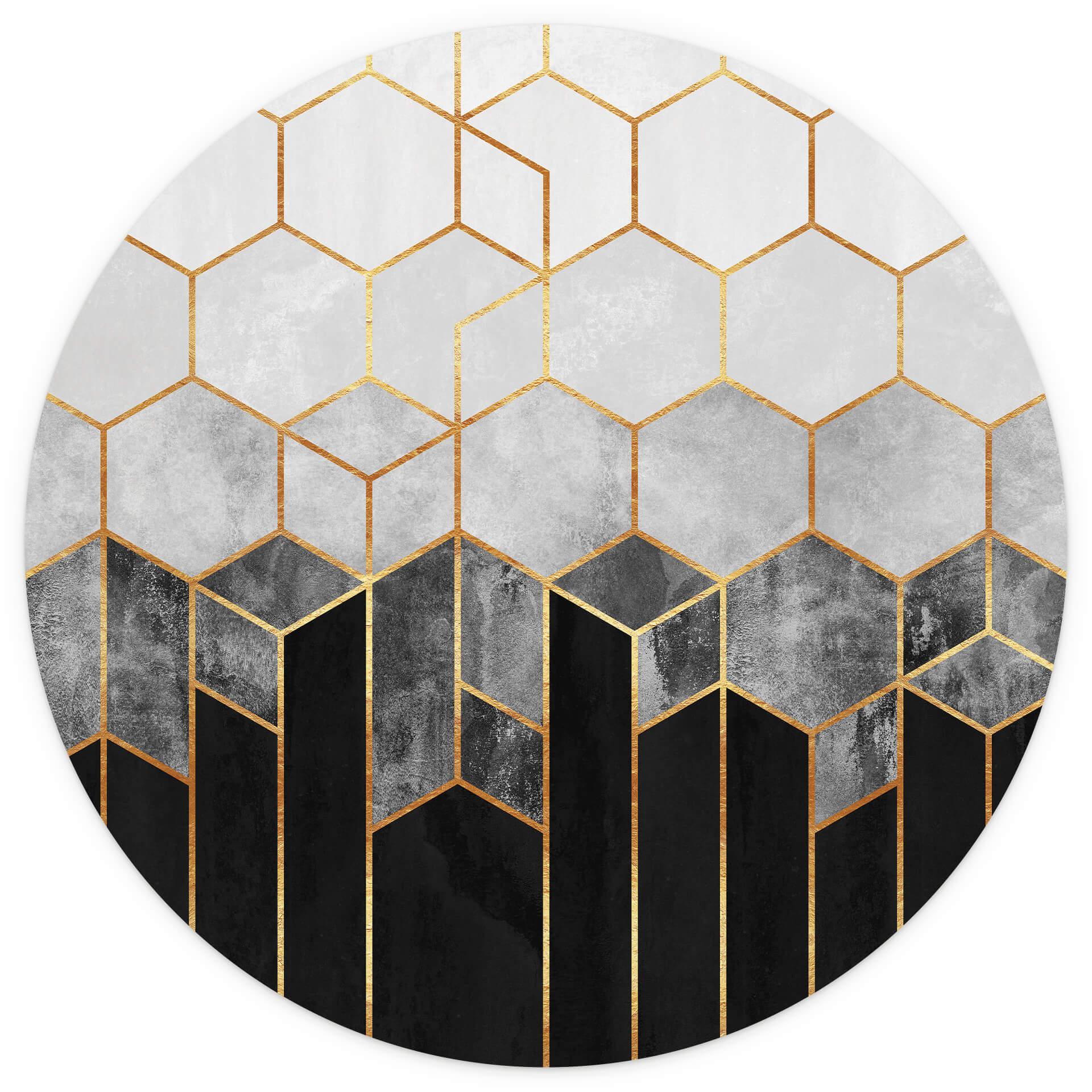 Fototapet - Rundt Fredriksson - Hexagons: Sort og grå - vliesetapet/selvklæbende non-woven tapet